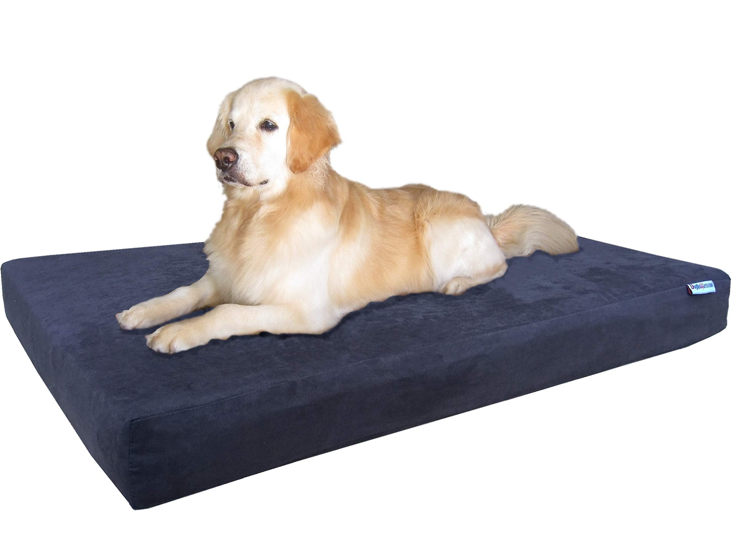 Dogbed4Less Jumbo Waterproof Orthopedic Memory Foam Dog Bed For Large Dogs, Washable Suede Cover And Extra Pet Bed Case, 55X47X4