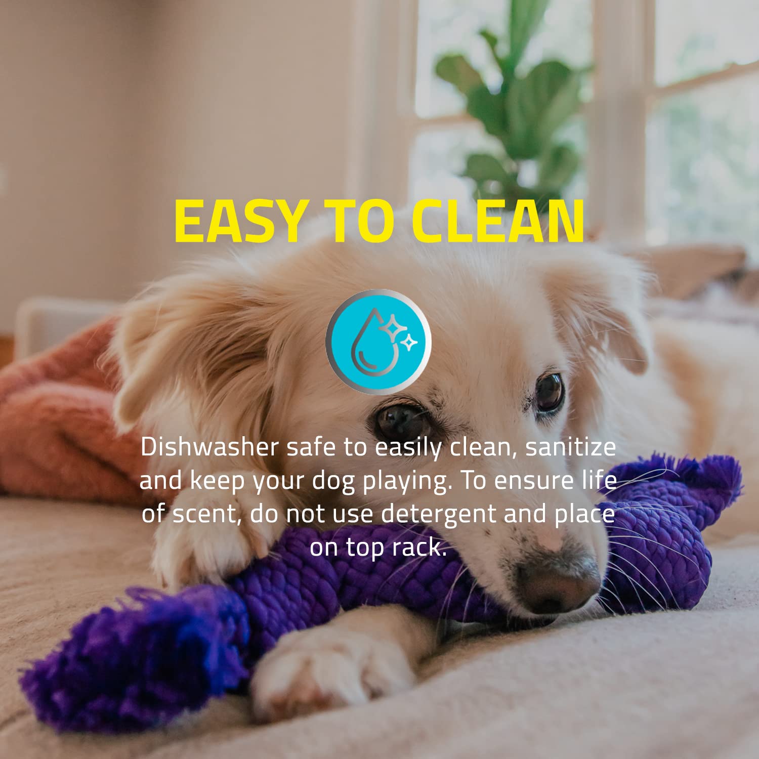 Playology Silver - Dental Rope Dog Toy - Designed for Senior Dogs - Engaging All-Natural Scent