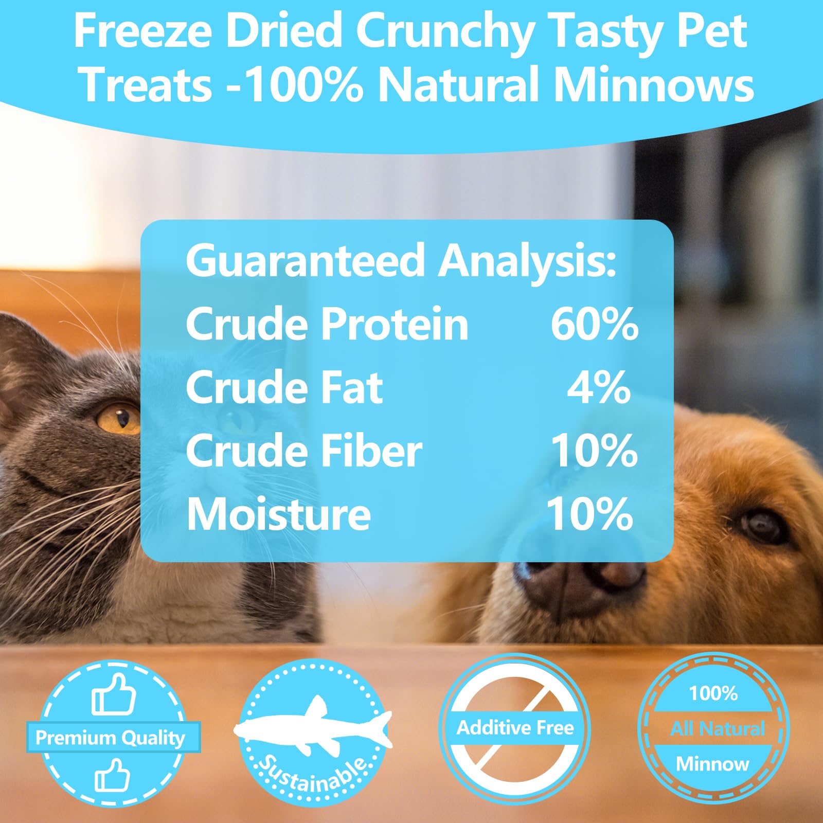 JADINGSFARM Minnows - 8.5 oz Freeze Dried - 100% Natural Premium Cat & Dog Treat