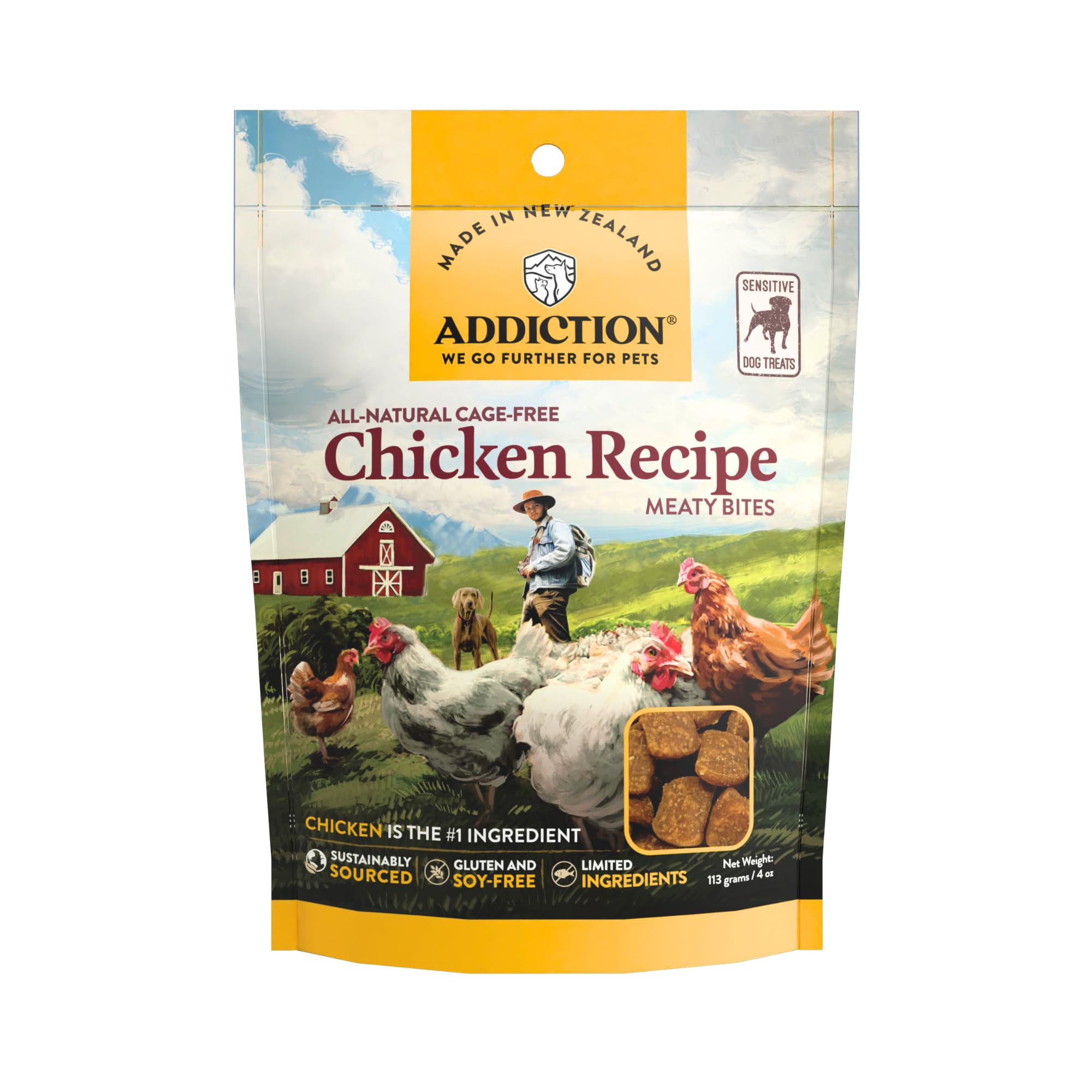 Addiction Meaty Bites Chicken Recipe - Dog Treats - Crafted in New Zealand - High Meat Content - Grain and Gluten-Free - Soft an