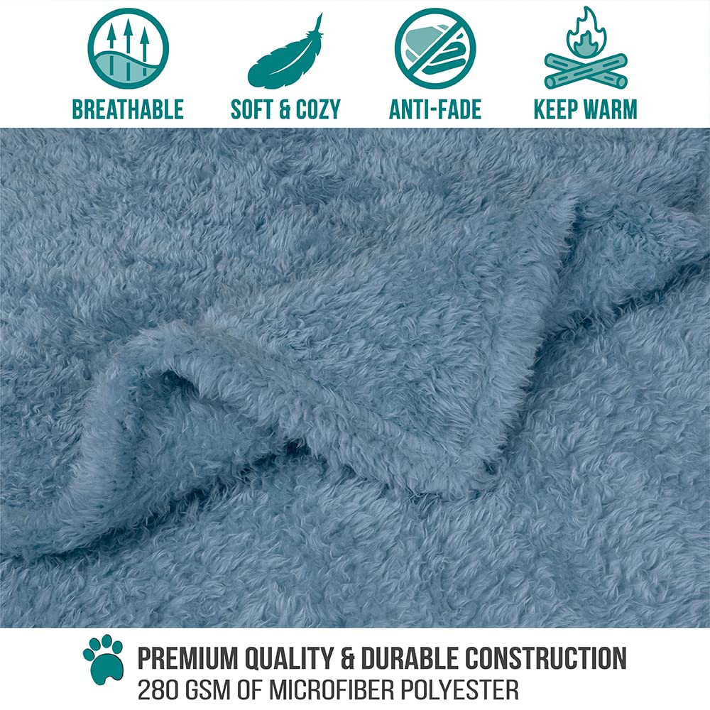 Petami Fluffy Dog Blanket For Small Medium Large Dogs, Sherpa Soft Warm Pet Fleece Throw For Indoor Cats, Fuzzy Plush Shaggy Blanket Furniture Protector Sofa Couch Bed, Blue 60X80
