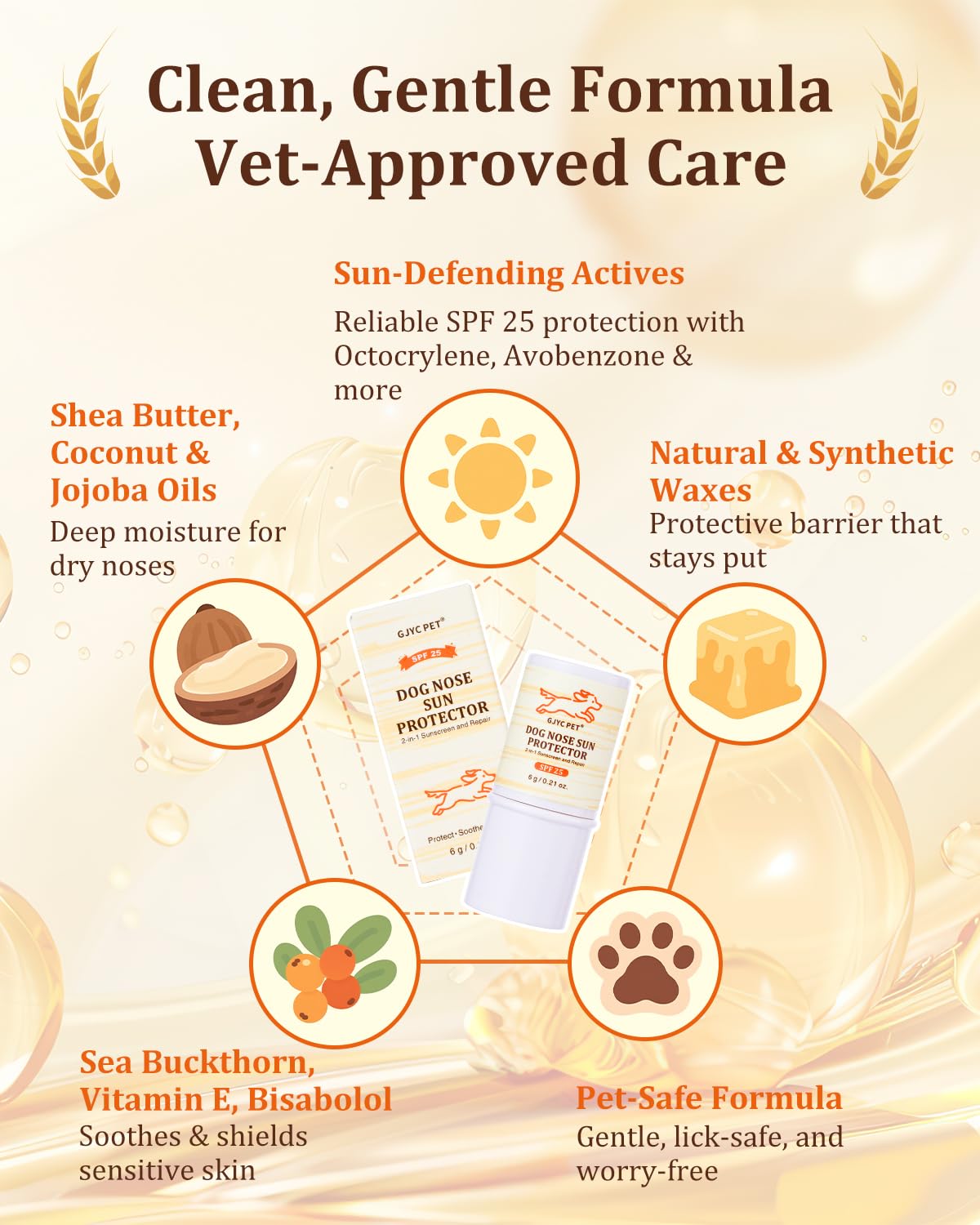 Dog Nose Sun Protector Balm - SPF25+ Snout Sunscreen for Pups, Shea Butter & Coconut Oil Moisturizer Formula, Protects & Against