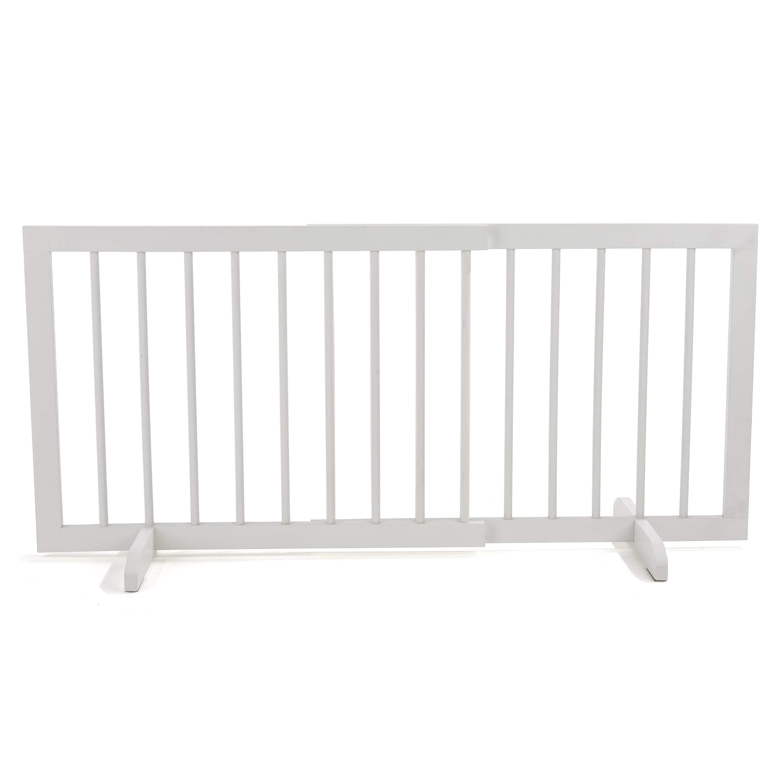 Cardinal Gates SG Wood Step Over Pet Gate - Adjustable Short Dog Gate - 20 Inches Tall - 28 Inches to 51 Inches Wide - White