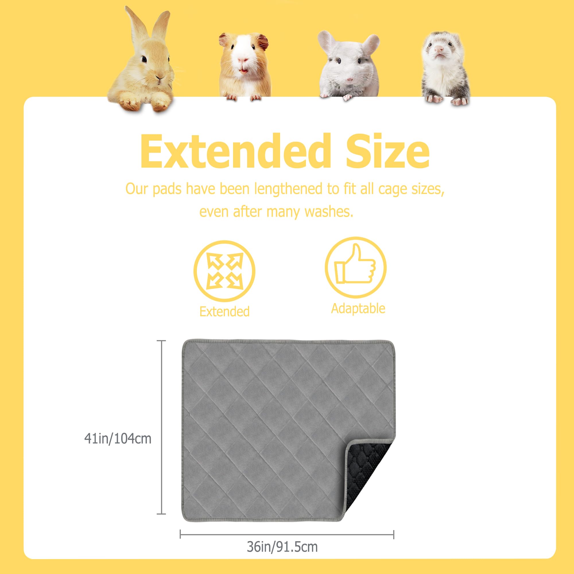 Guinea Pig Bedding, Fleece Cage Liner, C&C 1X1 4Pack, Super Absorbent & Odor Control & Washable & Reusable Guinea Pig Liner, Pee