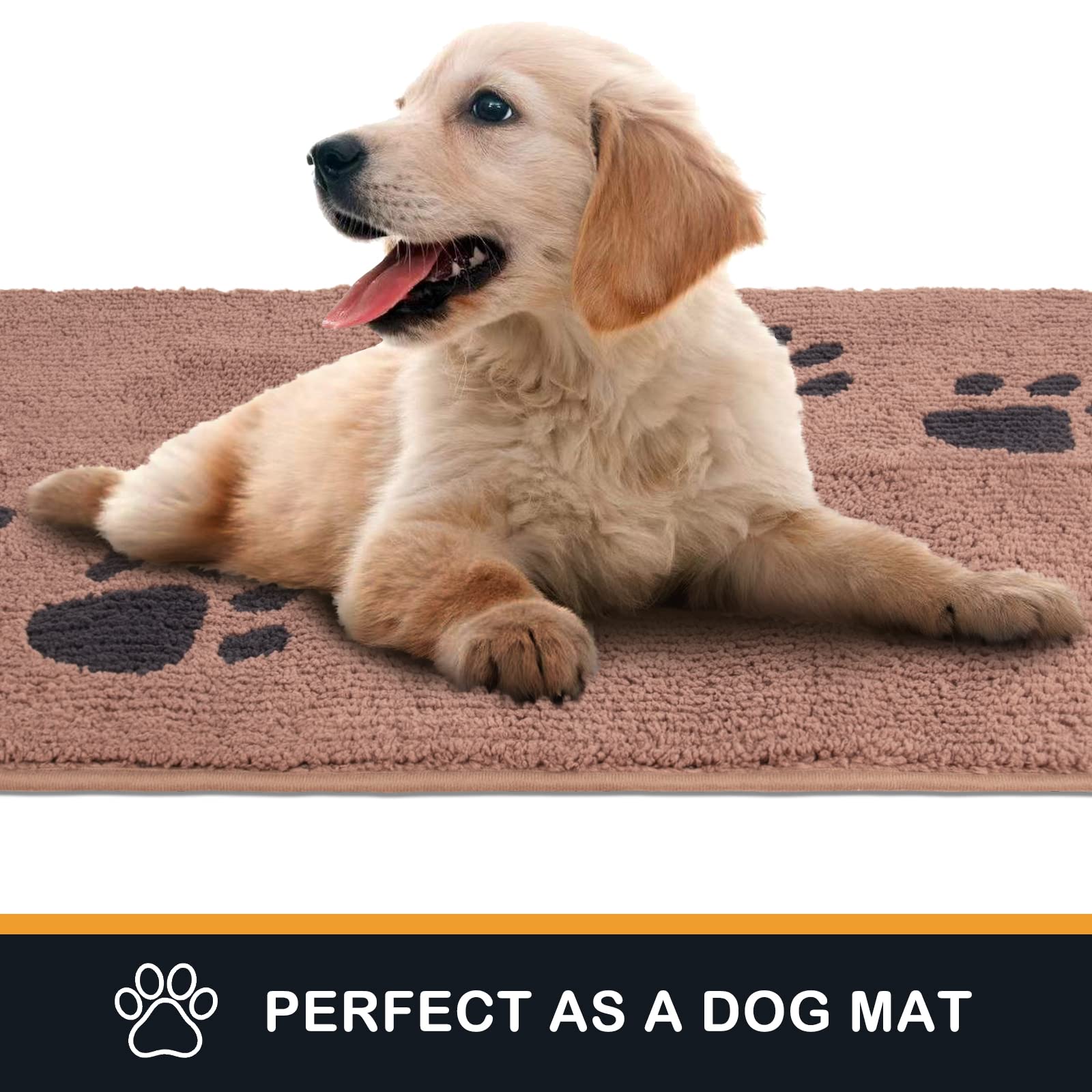 Purrugs Dirt Trapper Door Mat 20'' X 31.5'', Non-Skid/Slip Machine Washable Microfiber Entrance Rug, Shoes Scraper, Dog Doormat,