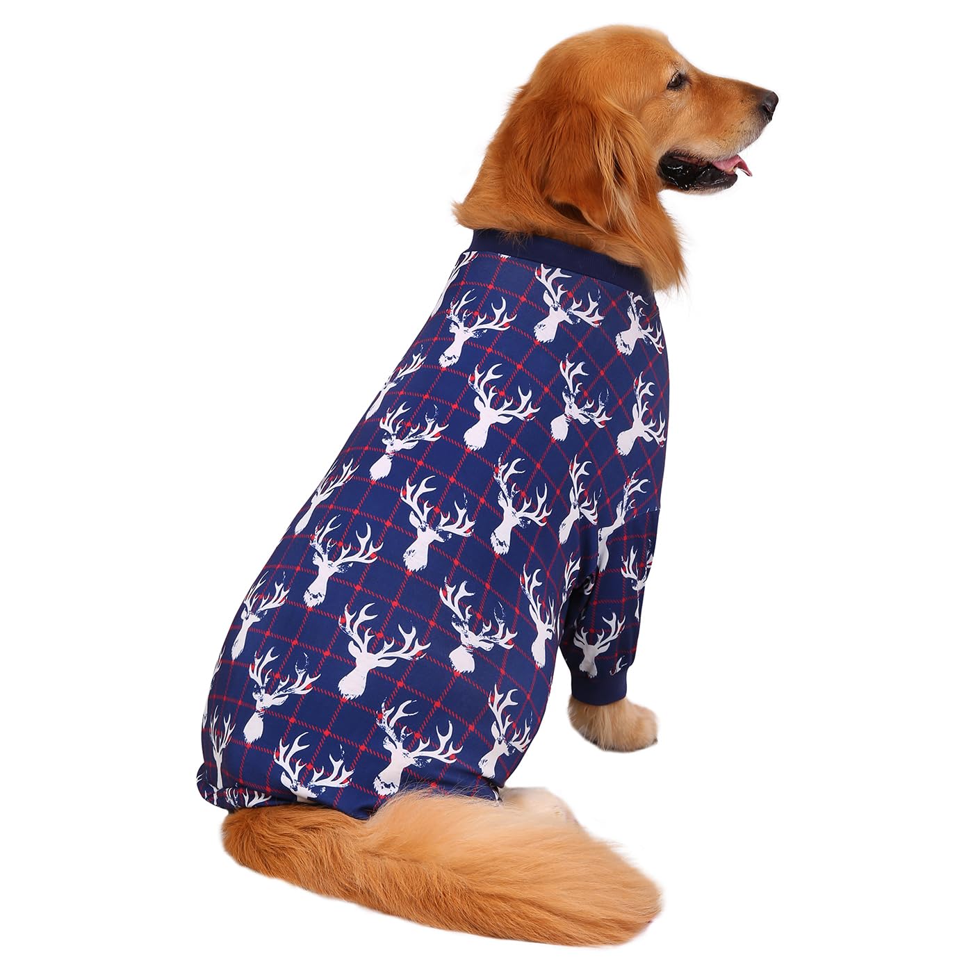Hde Dog Pajamas One Piece Jumpsuit Lightweight Dog Pjs Shirt For M-3Xl Dogs Reindeer - L