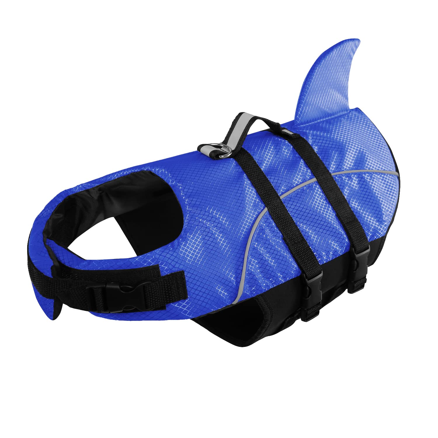 Ripstop Dog Life Jacket Shark Life Vest For Dogs, Safety Lifesaver With High Buoyancy And Lift Handle For Small And Medium Breeds(Blue L)
