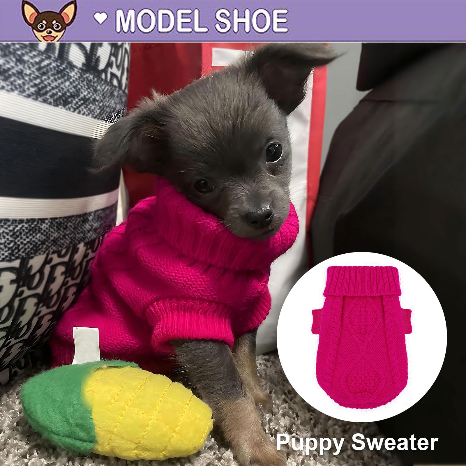 2 Pieces Dog Clothes For Small Dogs Chihuahua Sweater Small Dog Pullover Sweater, Spring Winter Cute Knitwear Turtleneck Thick W