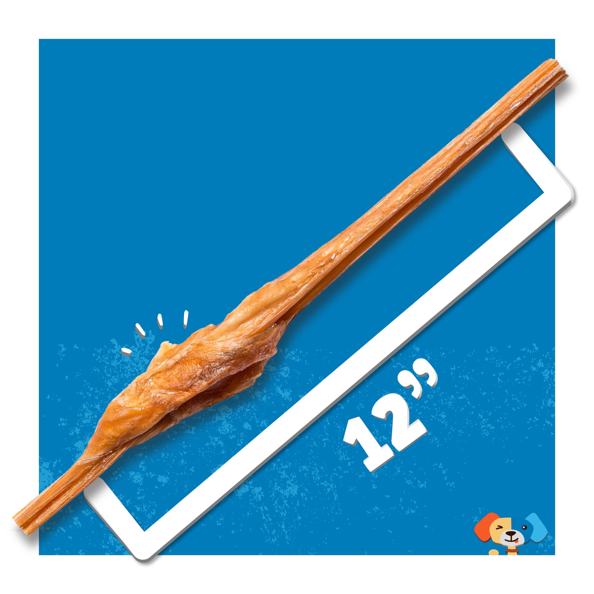 Jack&Pup Dog Bully Sticks for Small Dogs - 12 Inch Junior Bully Sticks for Dogs (18 Pack) Great Bully Stick for Teething Puppies