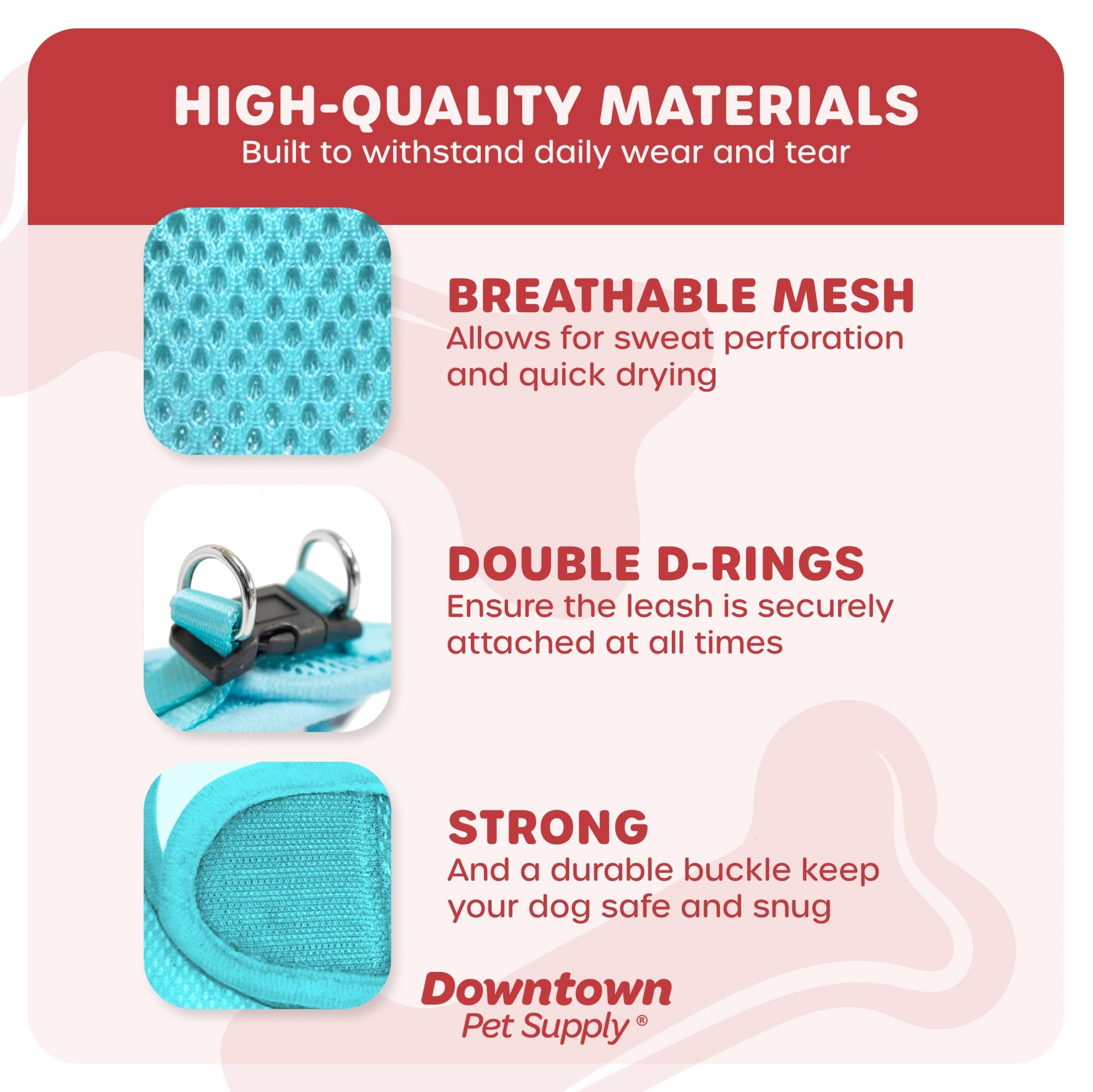 Downtown Pet Supply Step In Dog Harness For Small Dogs No Pull, Medium, Light Blue - Adjustable Harness With Padded Mesh Fabric