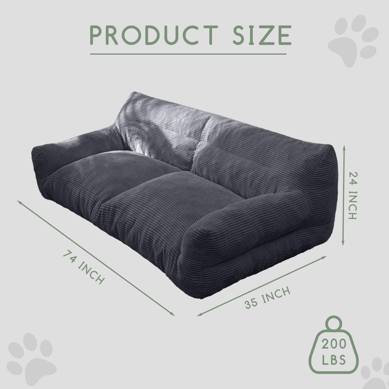 Higogogo Large Human Dog Bed, Giant Human Dog Sofa, Big Comfy Floor Sofa Couch For Pet Families With Foam Chunk Supportive Mat,