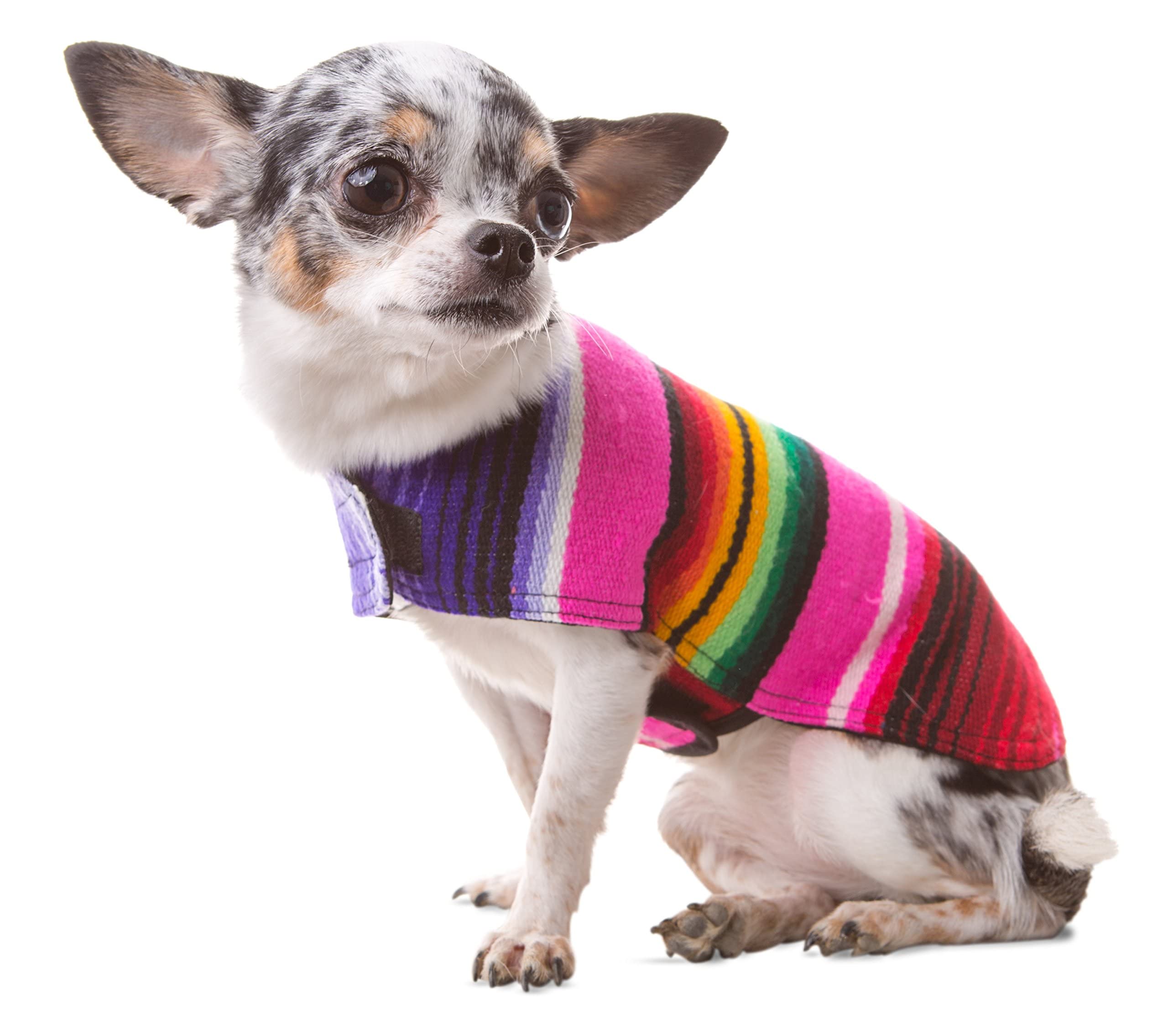 Dog Clothes - Handmade Dog Poncho from Authentic Mexican Blanket by Baja Ponchos (Pink, Small)