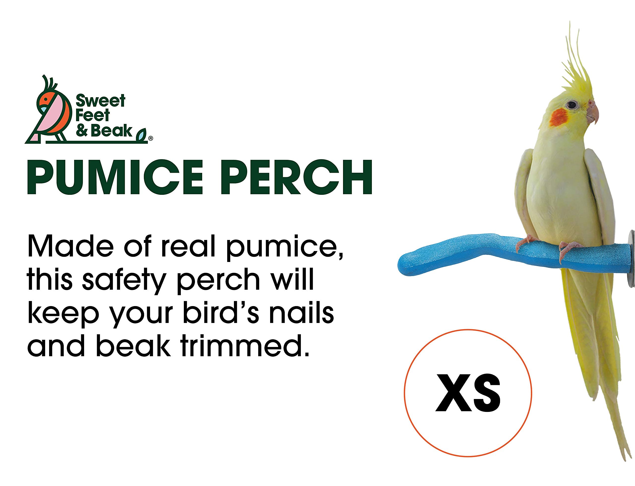 Sweet Feet And Beak Safety Pumice Perch Bird Toy - Trims Nails And Beak - Promotes Healthy Nails And Beaks - Safe Non-Toxic Bird Supplies For Bird Cages - X-Small 6'