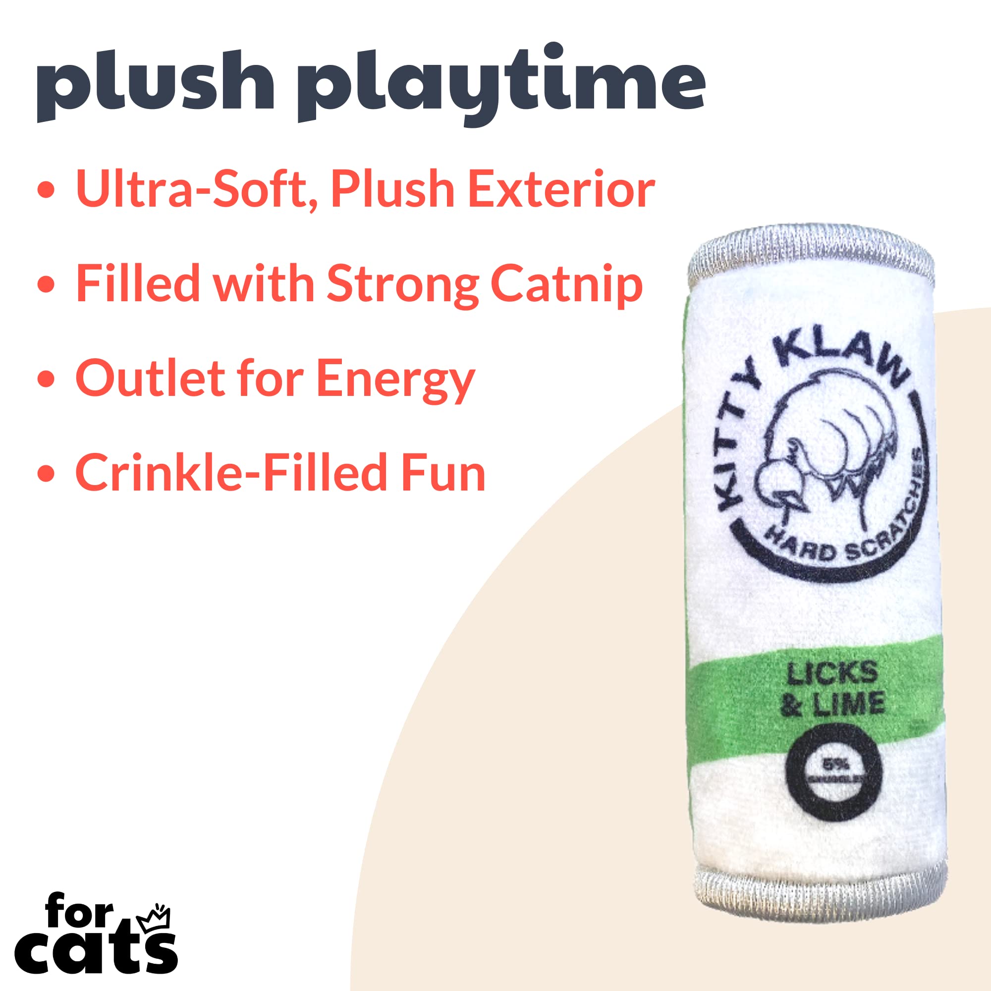 Huxley & Kent Cat Toy | Kitty Klaw Licks & Lime | Nappy Hour Strong Catnip Filled Cat Toy | Soft Plush Kitty Toy With Catnip And Crinkle | Kittybelles