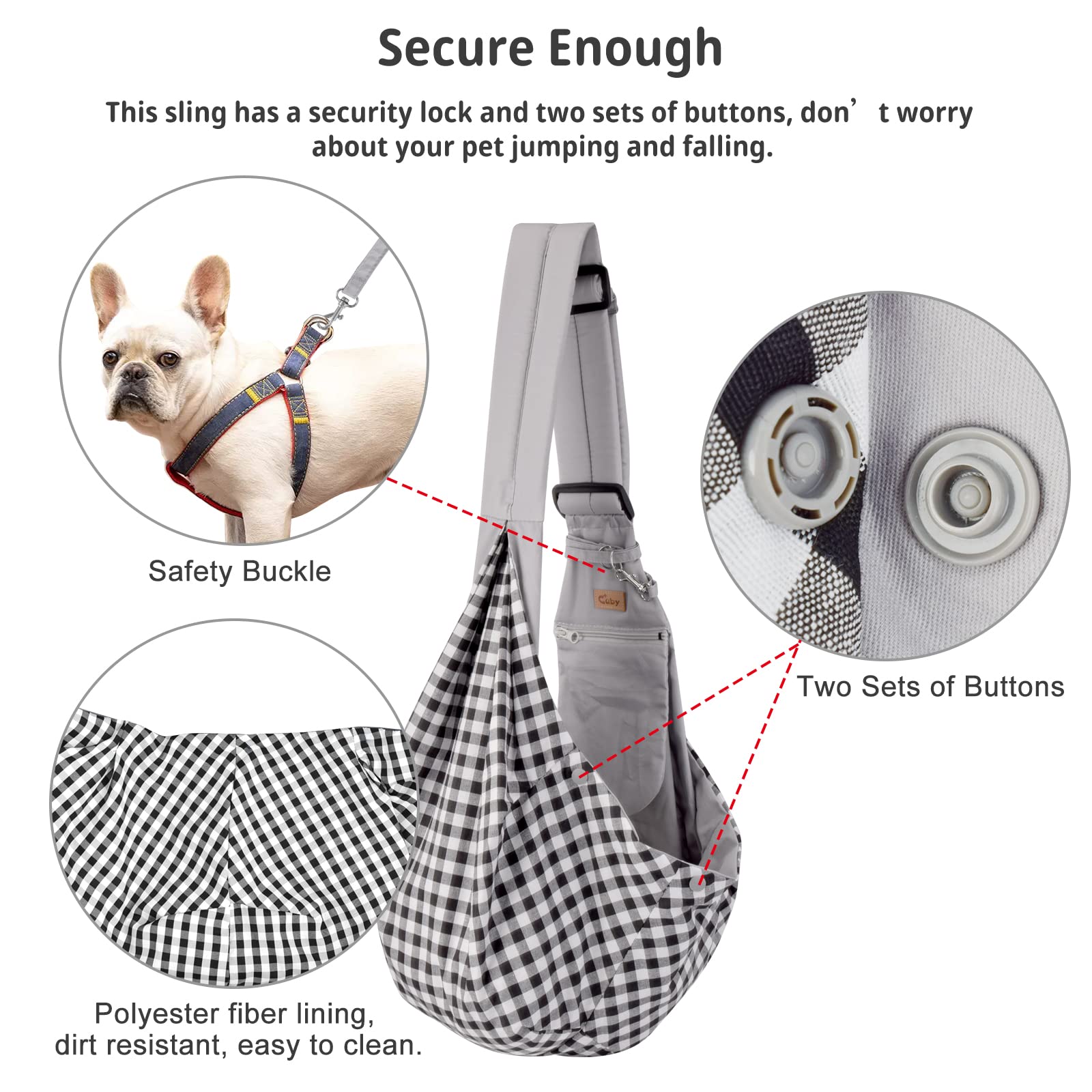 CUBY Dog and Cat Sling Carrier, Hands Free Reversible Pet Papoose Bag, Soft Pouch Adjustable, Suitable for Puppy Cats for Outdoo