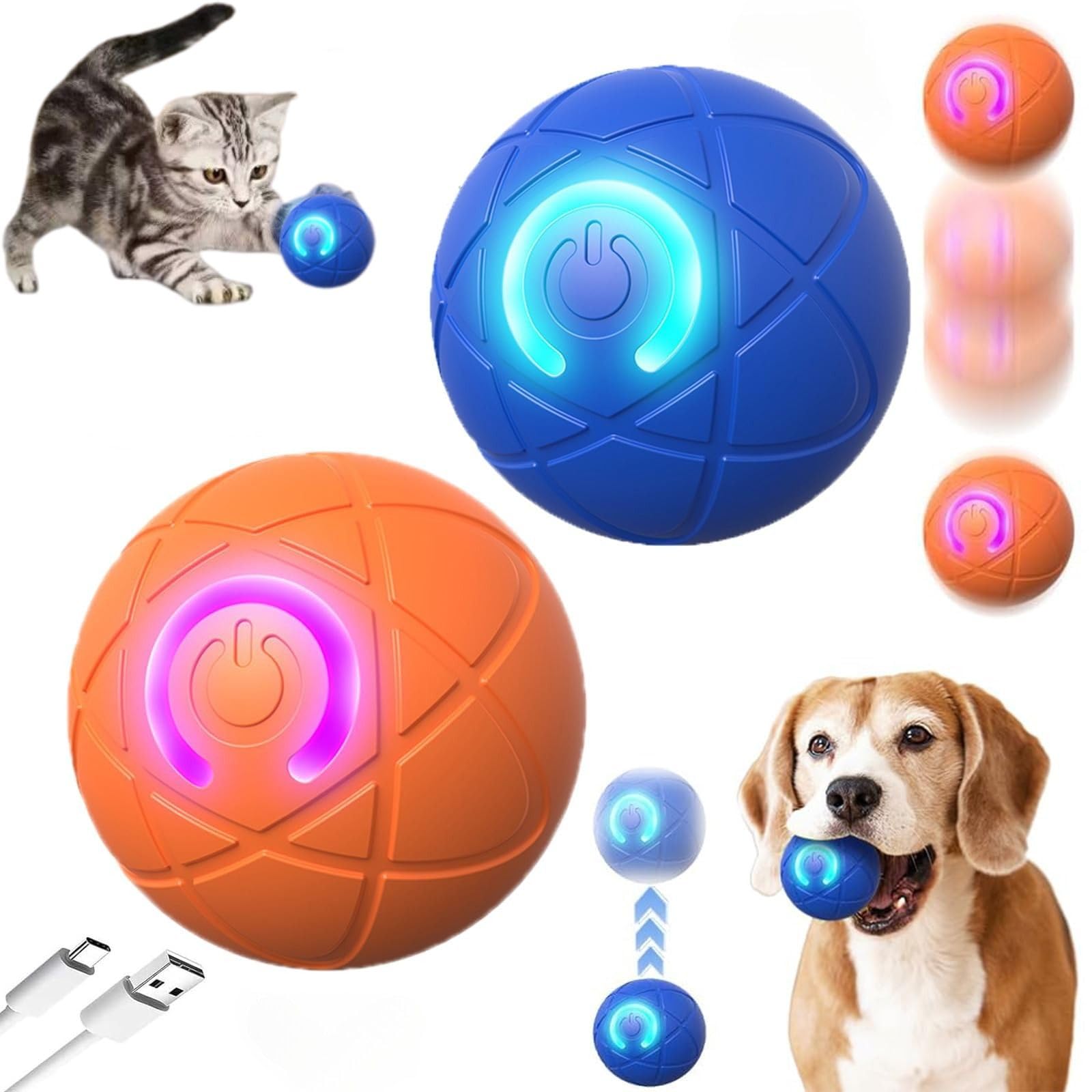 RHZGO 2PCS Shaky Ball Toy for Dogs, 2025 New Shaking Dog Ball Toy, Shake Ball Dog Toy, Automatic Moving Dog Toy Ball, Interactiv