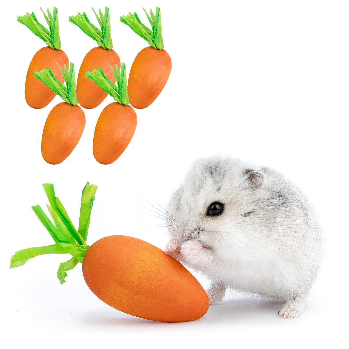 Niteangel Hamster Chew & Decor Toys - For Syrian Dwarf Hamsters Gerbils Mice Lemming Degu Or Other Small-Sized Pets (Carrot-Shap