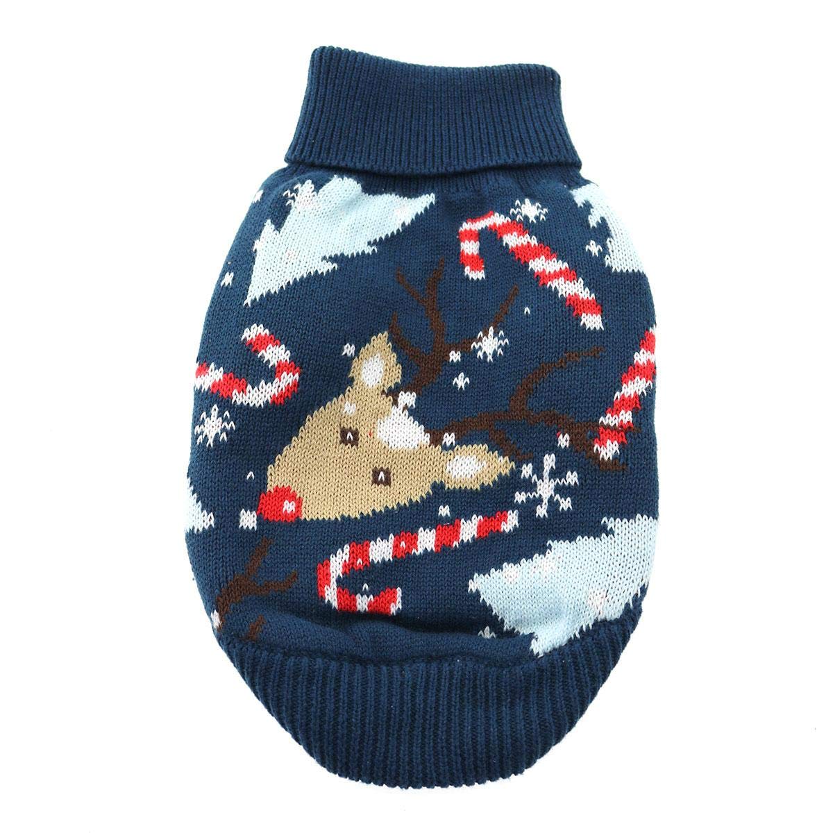 Doggie Design Combed Cotton Ugly Reindeer Holiday Dog Sweater (Small)
