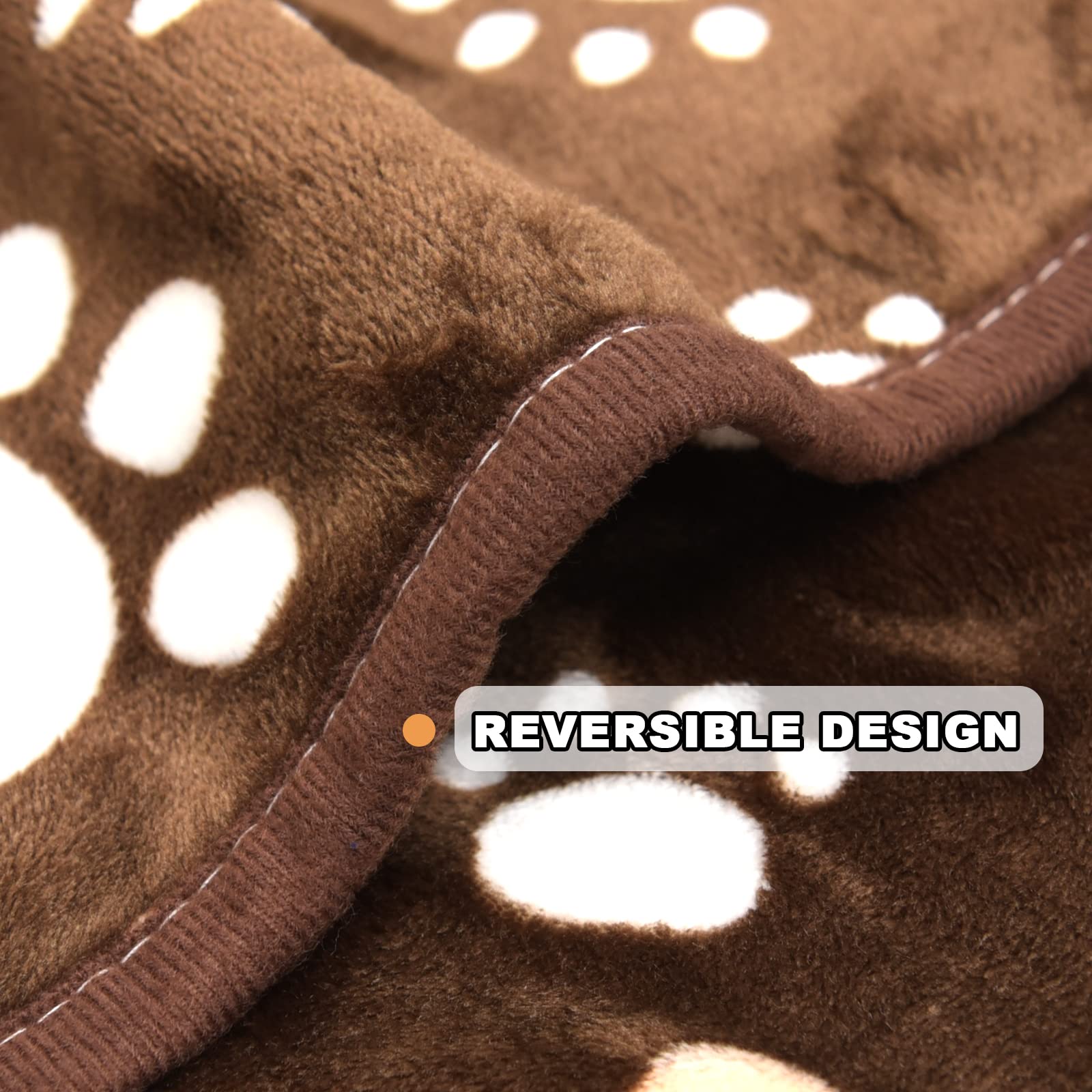 Ahoocustom Brown Fleece Extra Large Dog Blanket, 80'X60', Soft Flannel Pet Cat Puppy Blanket Mat Cover For Bed Couch, Cute Paw P