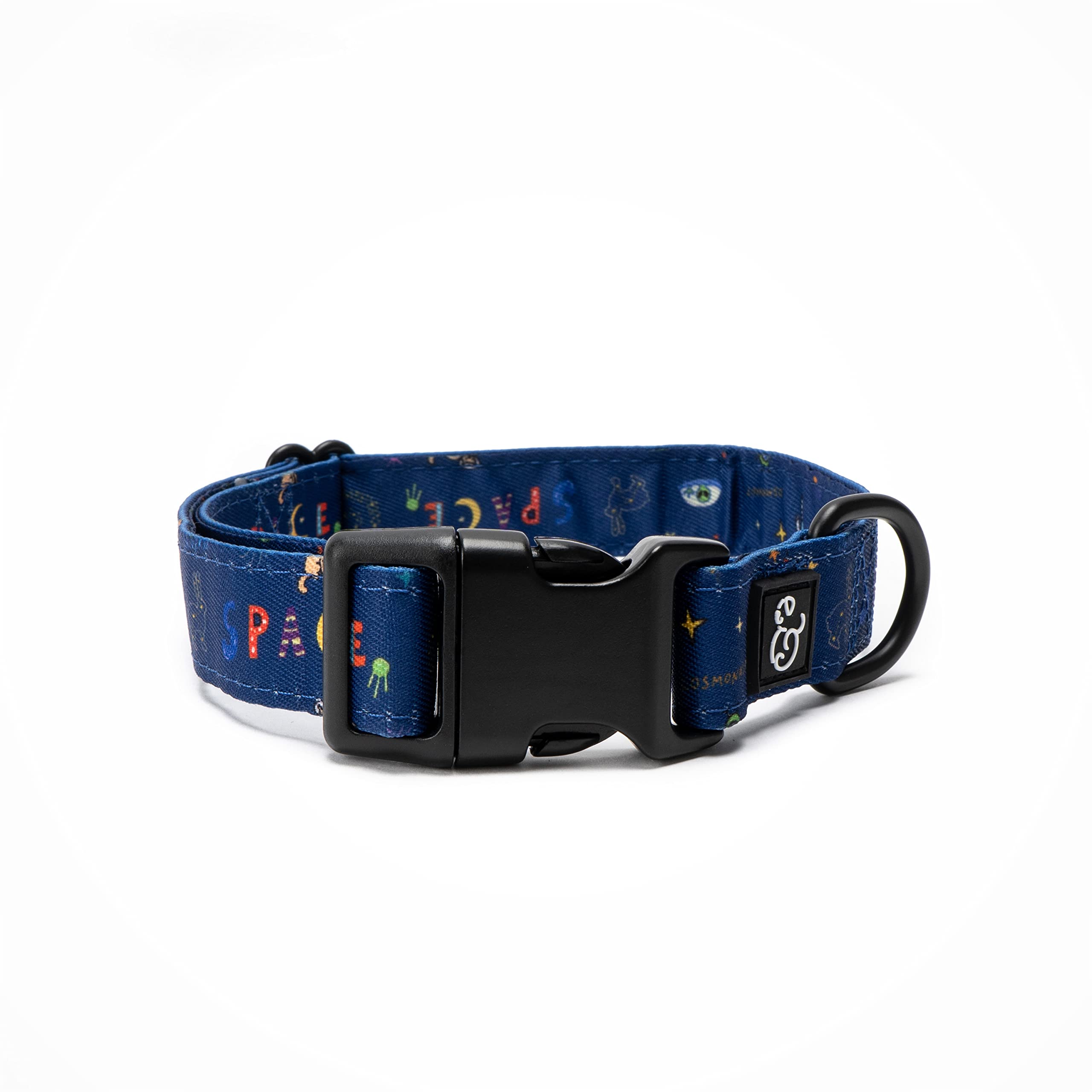 Lucy & Co. Space Doodle Dog Collar - Durable Lightweight Designer Collar For Pets - Adjustable Metal Safety Buckle - Navy Outers