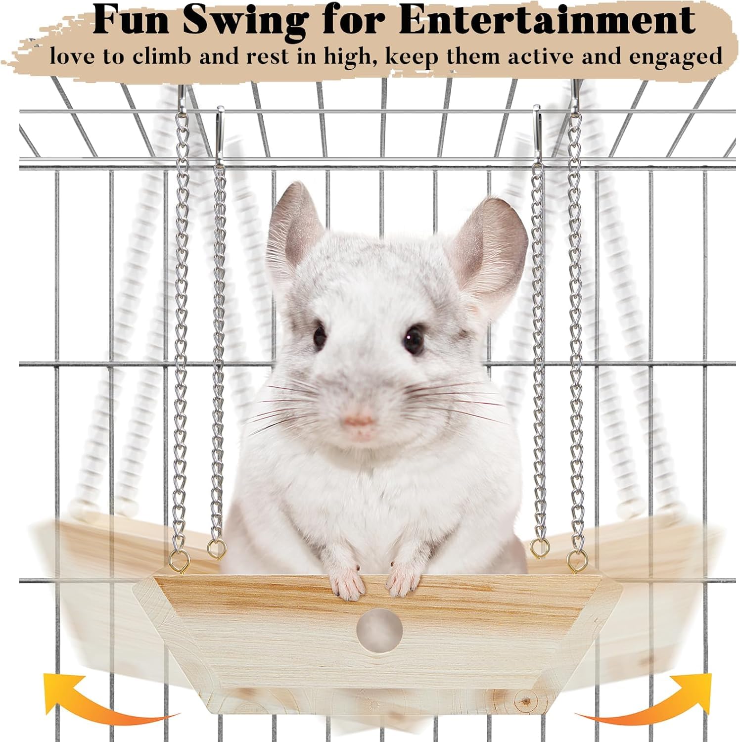 Natural Wood Chinchilla Hammock For Cage Swing, Chinchilla Bed Hanging, Wooden Chinchilla Toys And Cage Accessories, Chinchilla