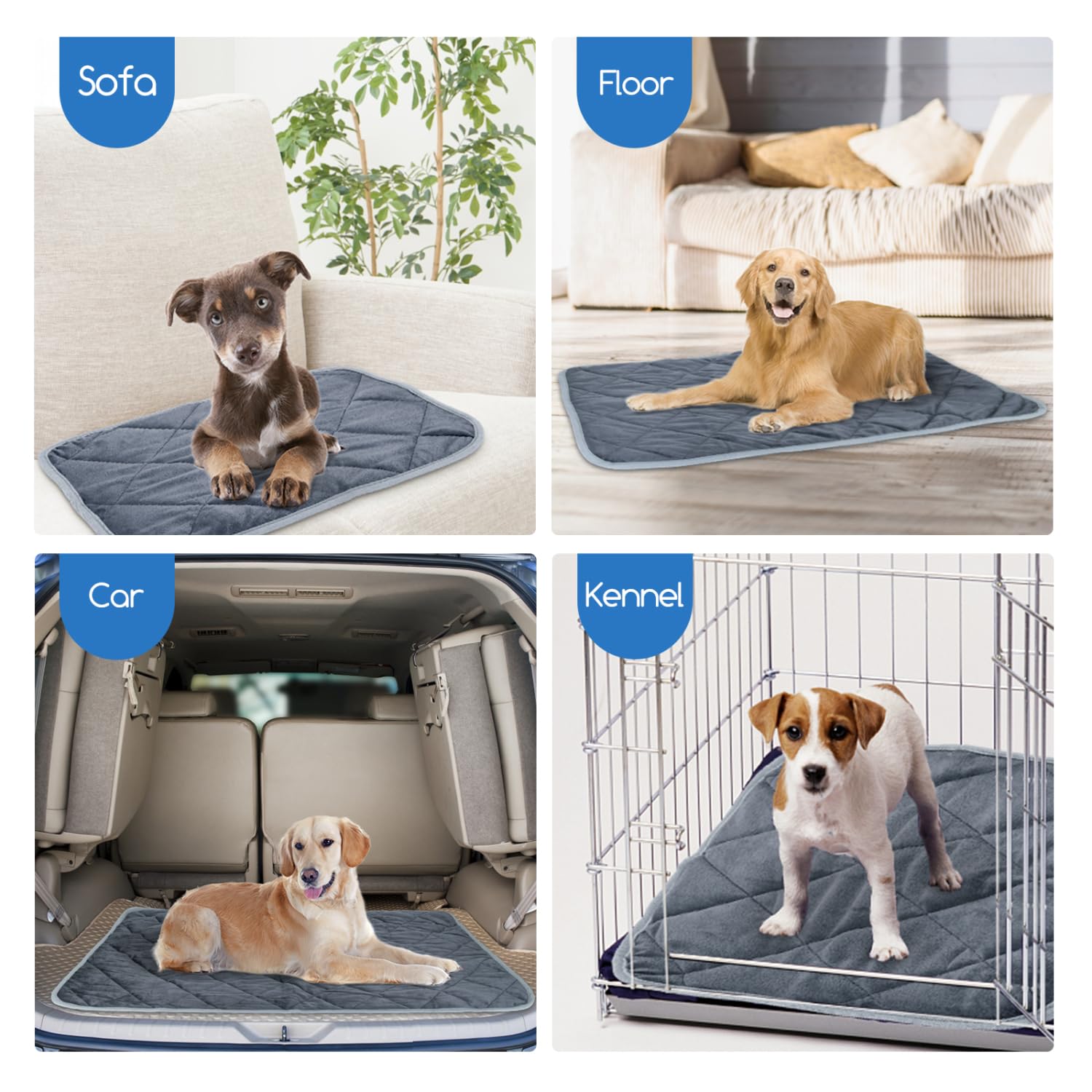 Nobleza Self Warming Pet Pad, Extra Warm Thermal Dog Crate Pad For Indoor Outdoor Pets, Washable Anti-Slip Kennel Mat For Medium Small Dogs And Cats, 28' × 19' Grey