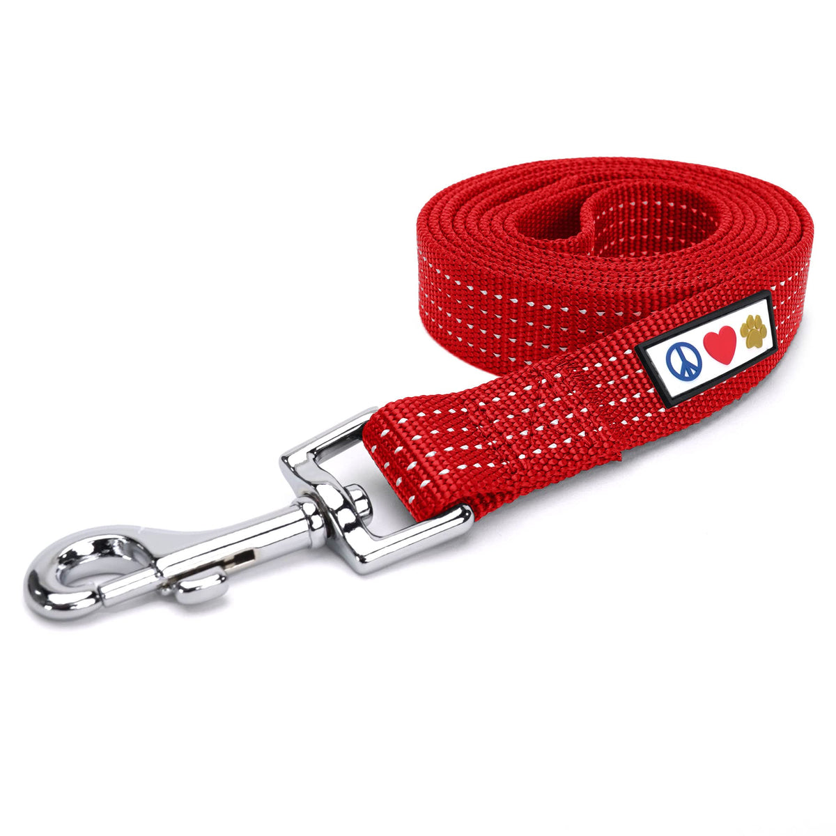 Pawtitas 6 Ft Pet Puppy Leash Reflective Dog Leash Comfortable Handle Highly Reflective Threads Heavy Duty Dog Training Leash Available As A 6 Ft Small Dog Red Leash