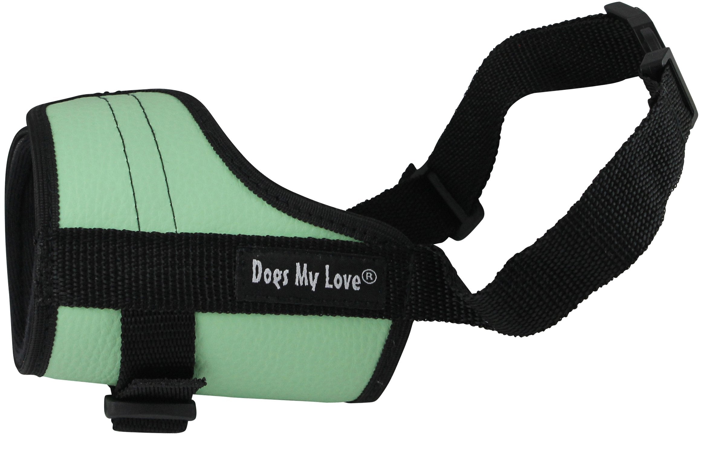 Adjustable Dog Muzzle 6 Sizes Green (M: 8'-10.5' Snout Circumf.)