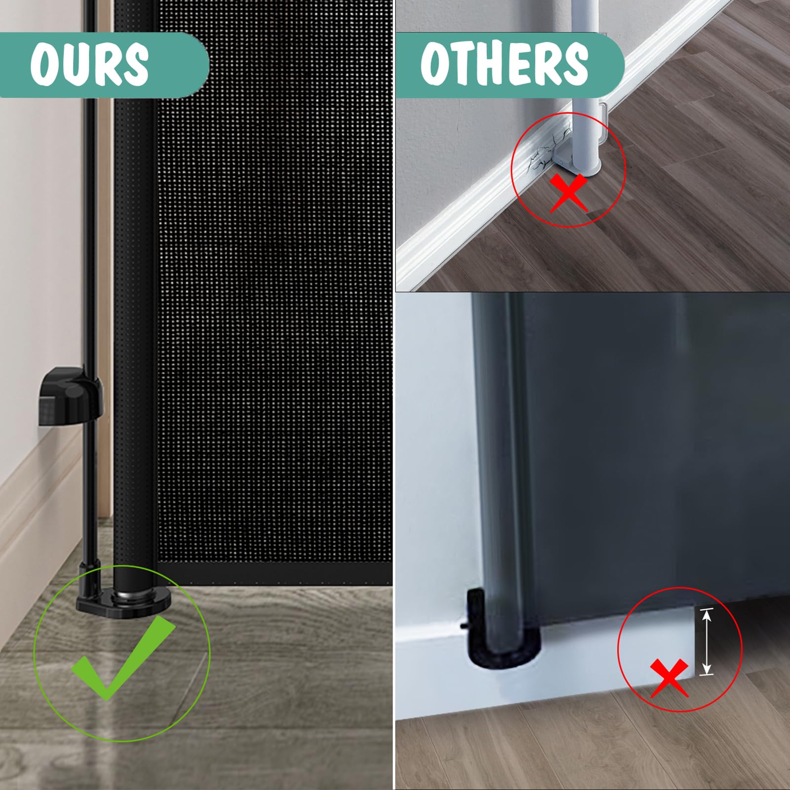 Cumbor 76'' Extra Wide Dog Gate for The House, Retractable Gates for Stairs One-Hand Open, 34'' Tall Extra Wide Pet Gate, Long S