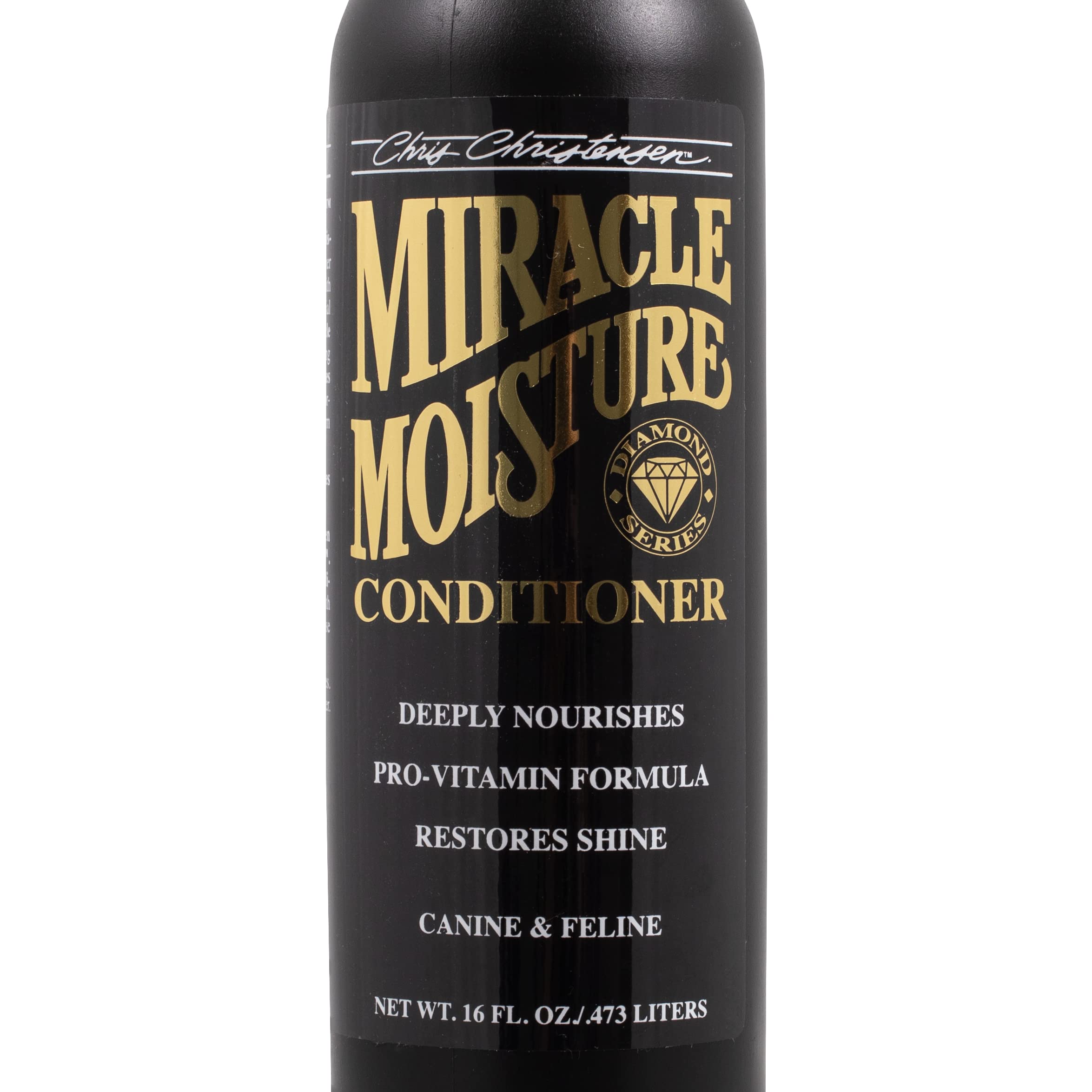 Chris Christensen Miracle Moisture Dog Conditioner, Pro-Vitamin Formula, 16 oz, Black, Model 483, For Dogs and Cats, Made in USA