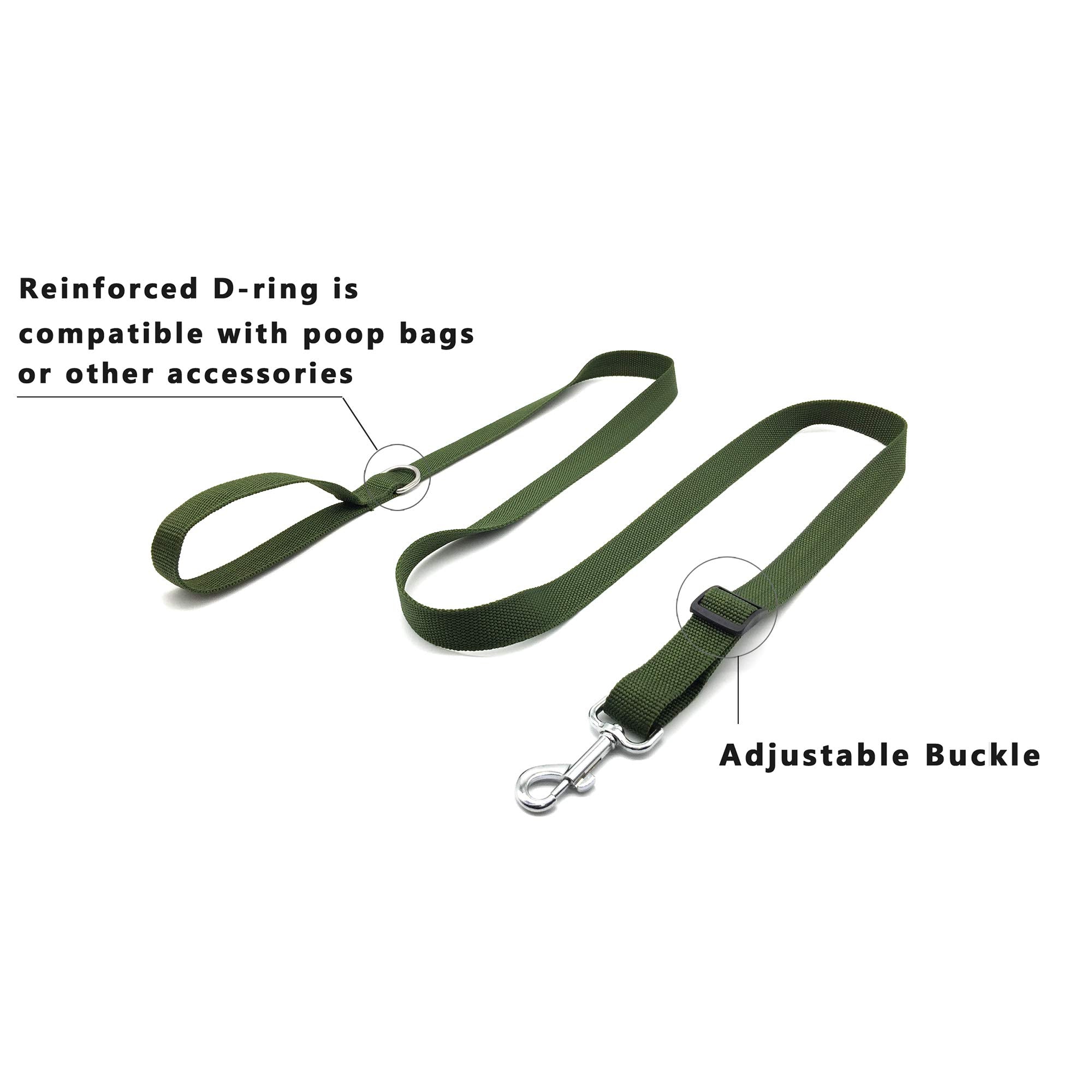 6Ft Adjustable Dog Leash, Nylon Dog Leashes For Medium Large Dogs (Green)