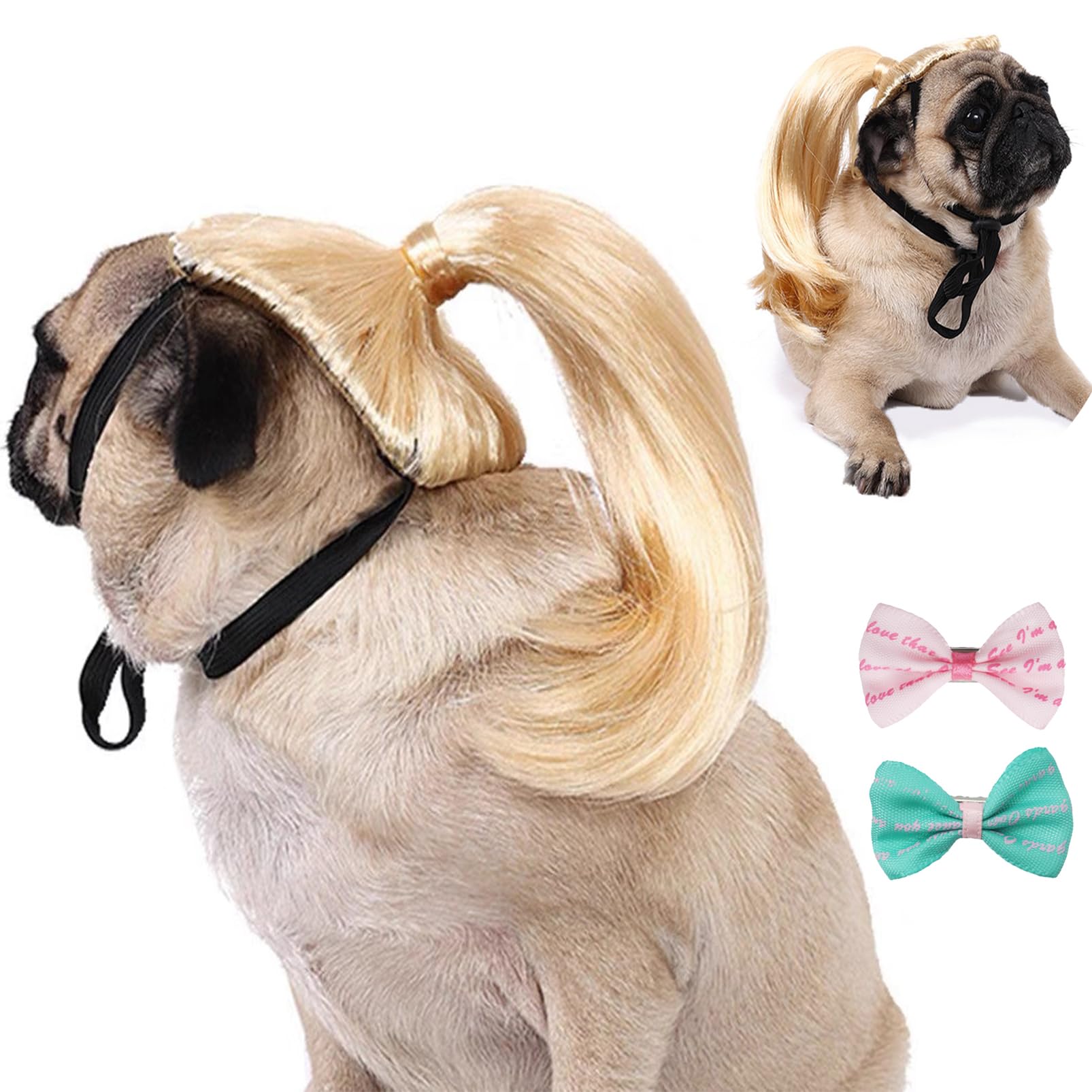Kediciz Funny Dog Wig Pet Costumes, Cat Costume Synthetic Hairpiece Cosplay Wigs, Headwear For Halloween Christmas Festivals Par