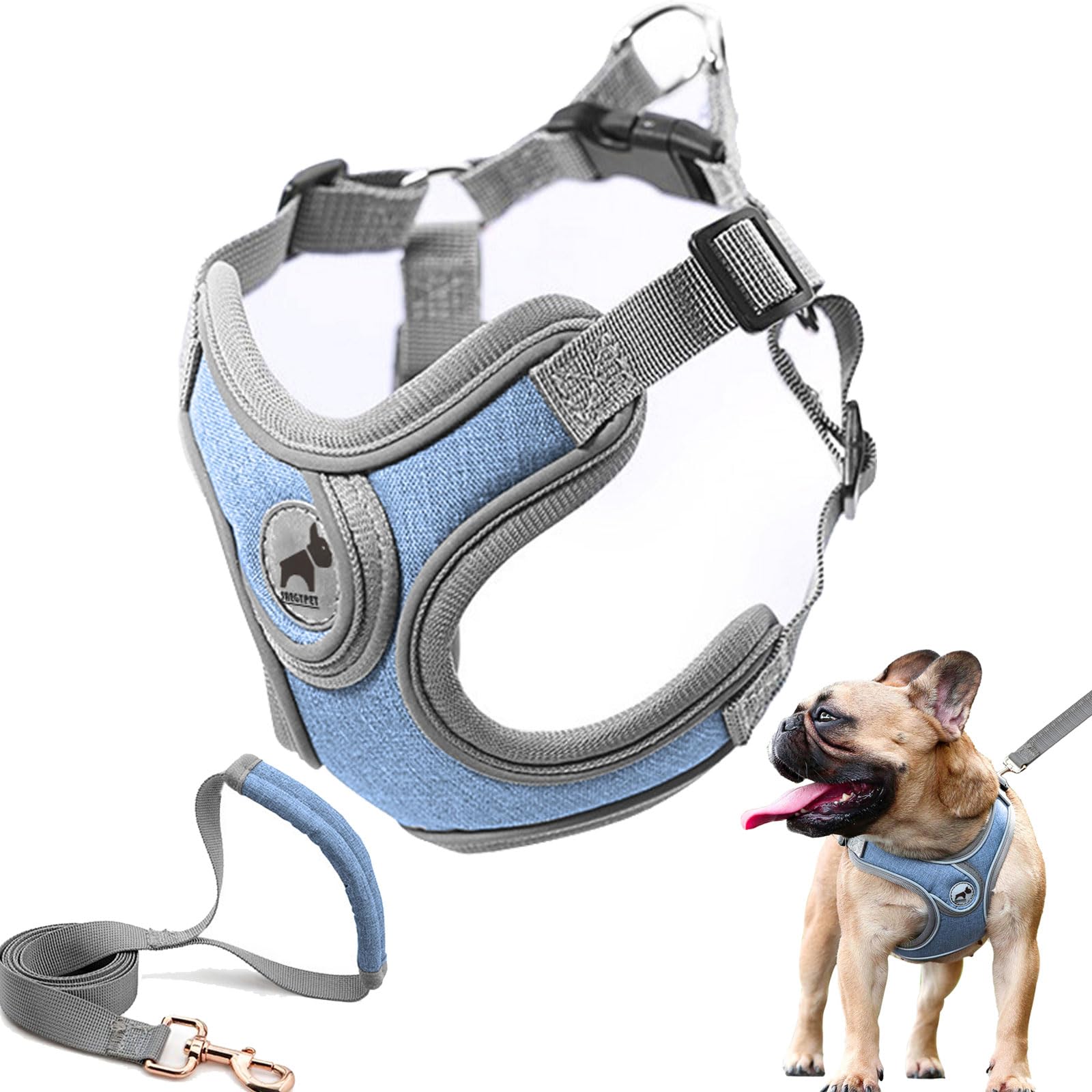 Dog Harness with Leash Set, No Pull Adjustable Step in Collars Harness with Breathable Padded Vest for Small Medium Large Dogs T