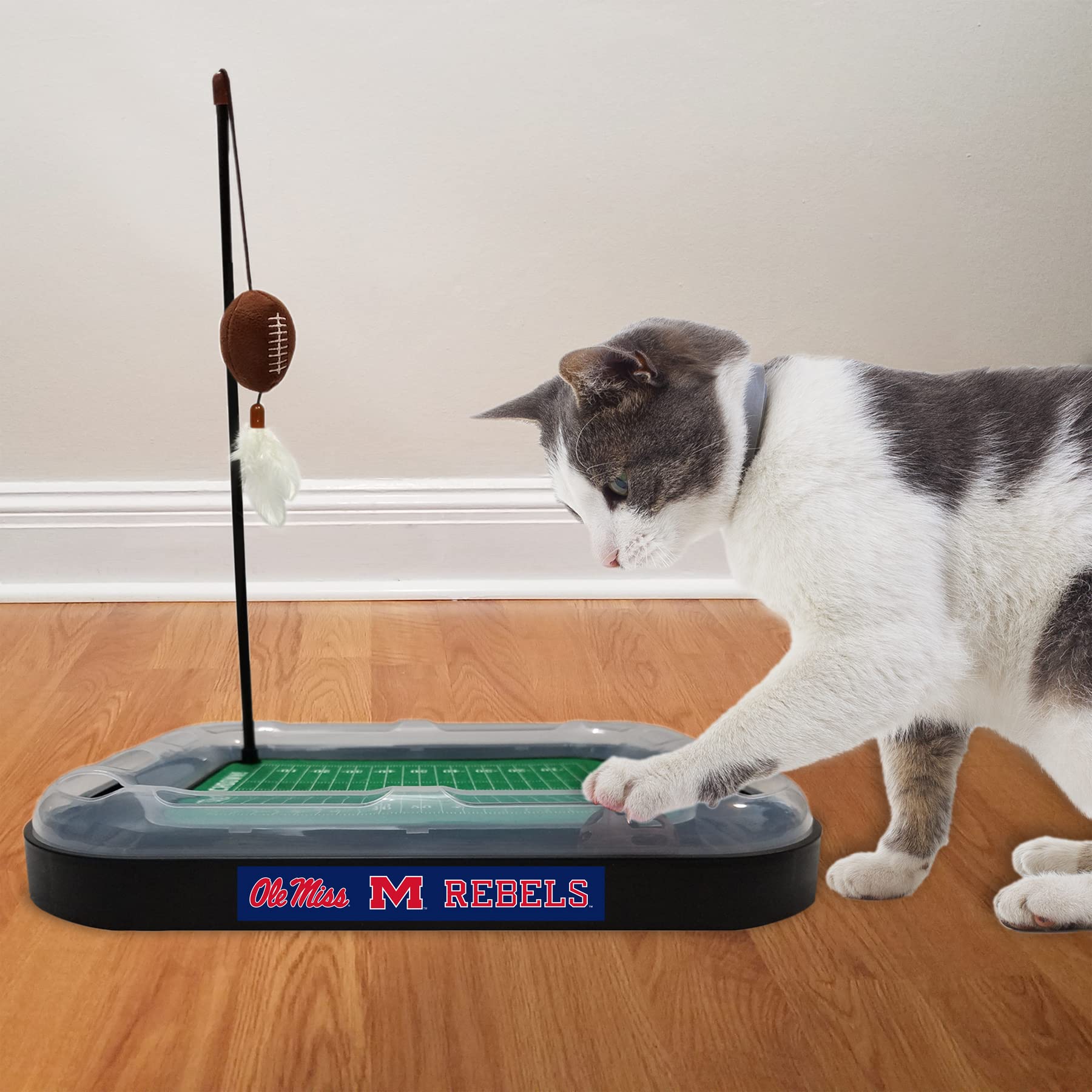 Cat Scratching Toy Ncaa Louisville Cardinals Football Field Cat Scratcher Toy + Interactive Cat Ball Bell In Tracks. 5-In-1 Cat