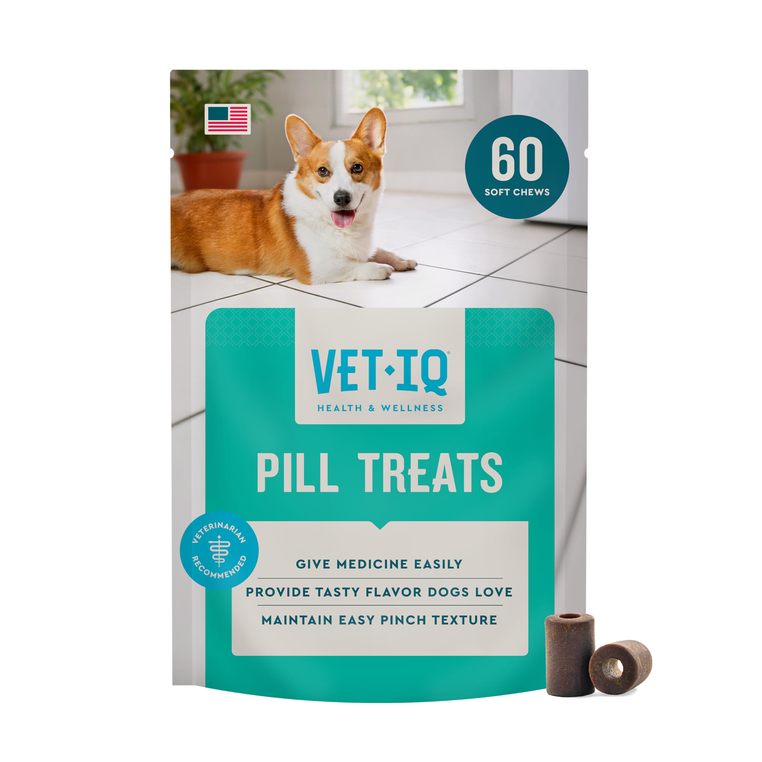 VetIQ Pill Treats Advanced Formula 60 Count Chicken Flavor Soft Chews for Dogs - Pill Pockets with Built-in Tube for Hiding Medi