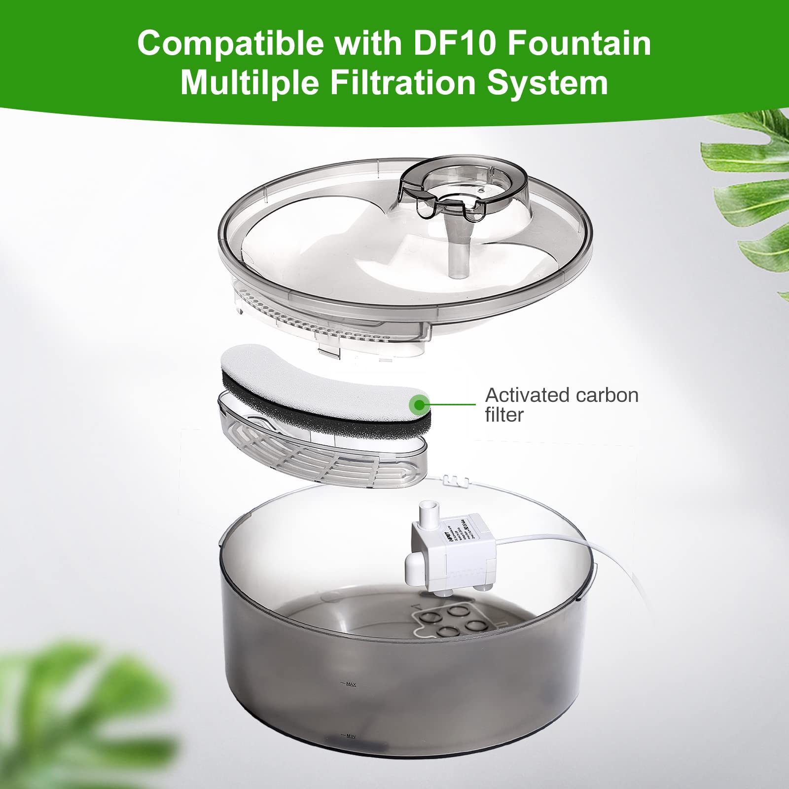 4 Pack Replacement Filters for DF10 & DF30 Automatic Pet Water Dispenser, BFLICROY Dog Water Filter Replacement, Carbon Cat Wate