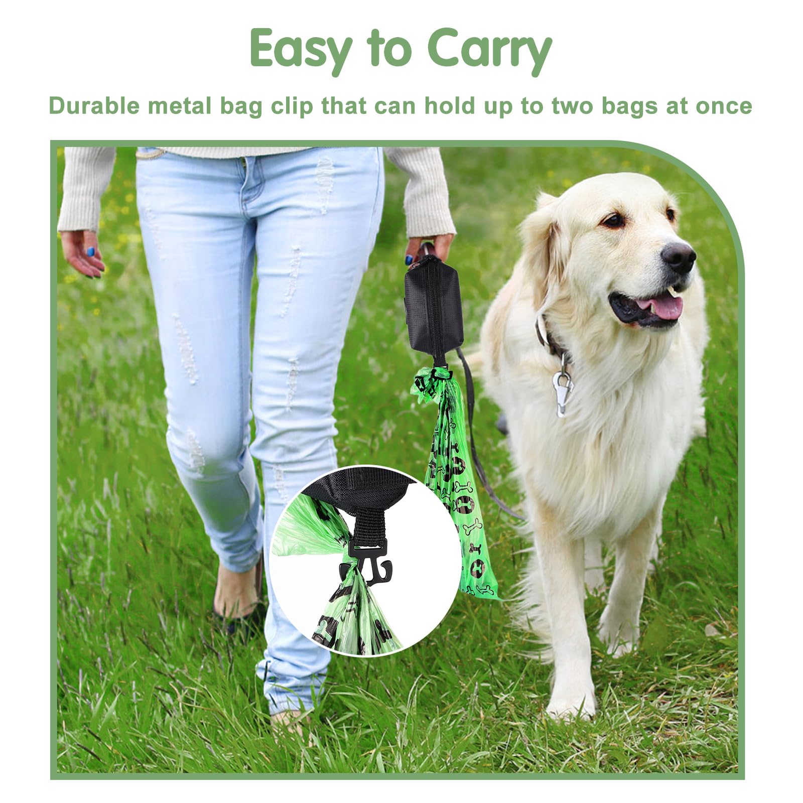 Viwik Dog Poop Bag Holder For Leash, Waste Bag Dispenser With Pet Trash Bags And Carabiner Clip, Soft Portable Doggie Poop Bag D