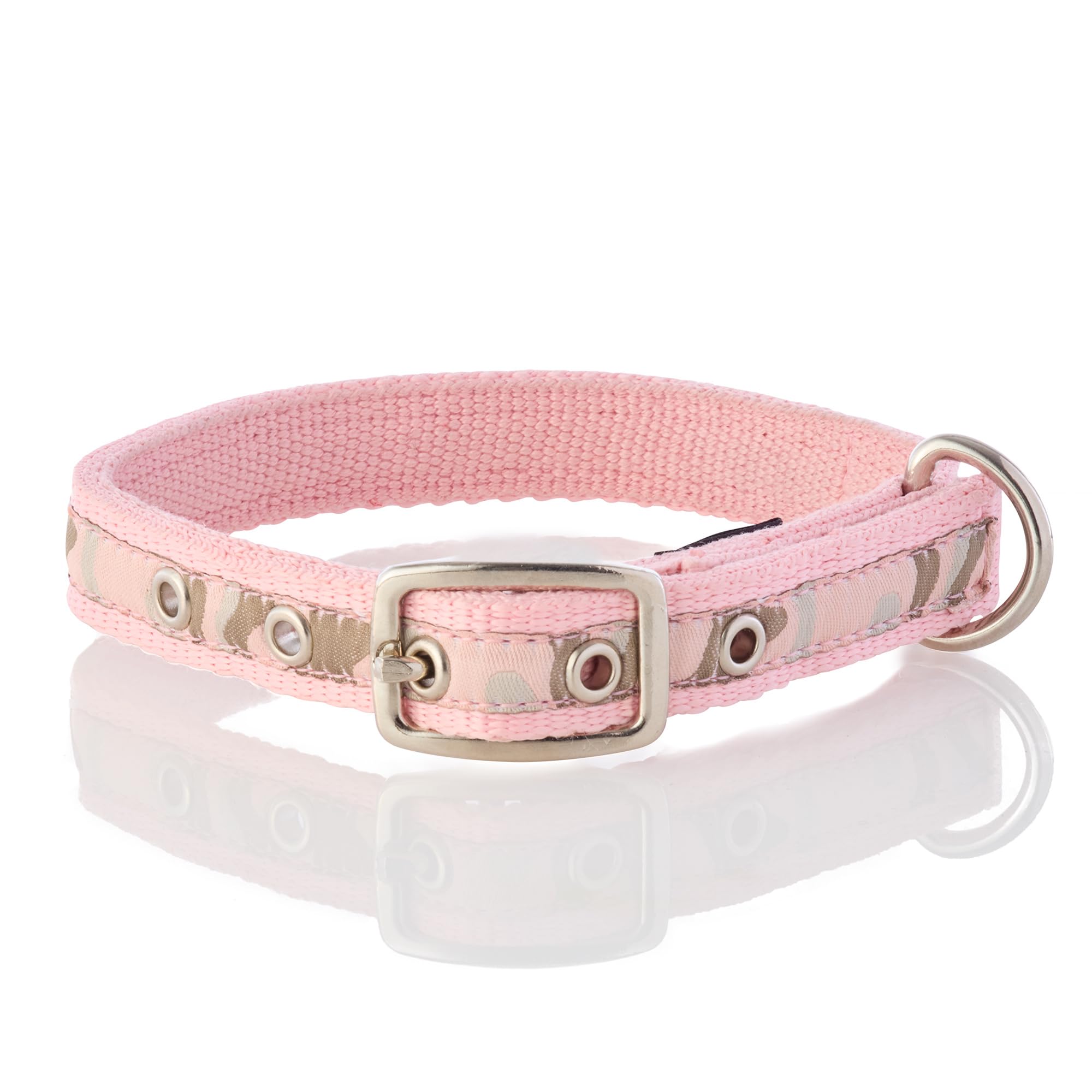 Pet Passion Adjustable Recycled Ribbon Dog Collar For All Pet Breeds, Camo-Pink, X-Large