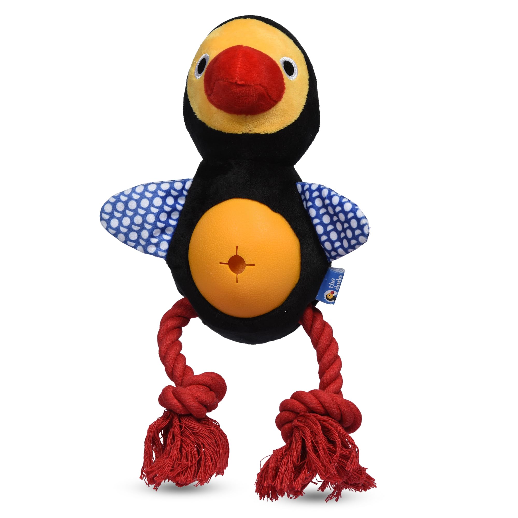 The Dodo Treat Dispensing Toy for Dogs with Rope Legs for Chewing, Treat Hide Enrichment Toy and Dispenser
