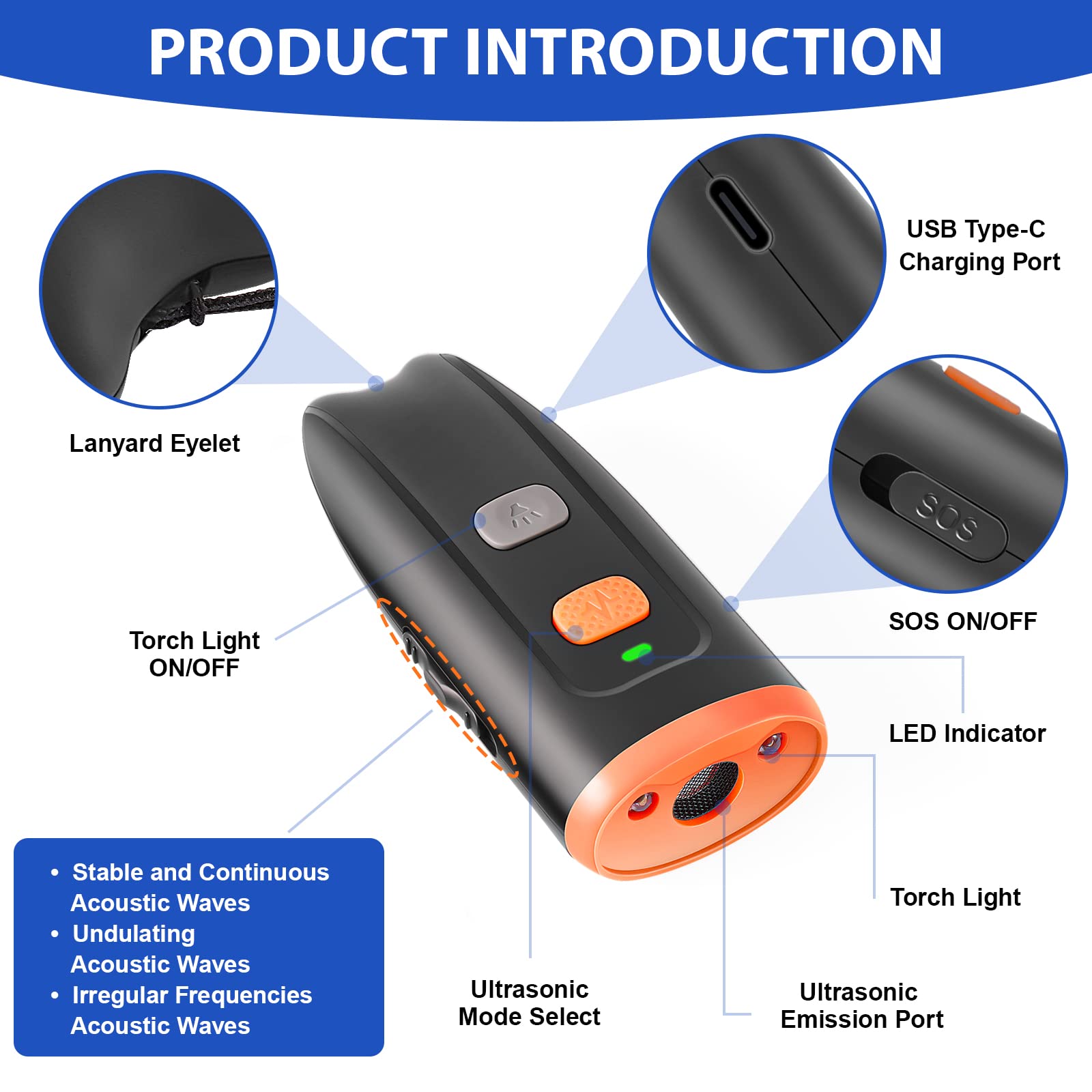 Svtrat Ultrasonic Dog Barking Control Device, Anti-Bark Silencer with LED Light, 3 Modes, 20ft Range, Red, Model CSB27