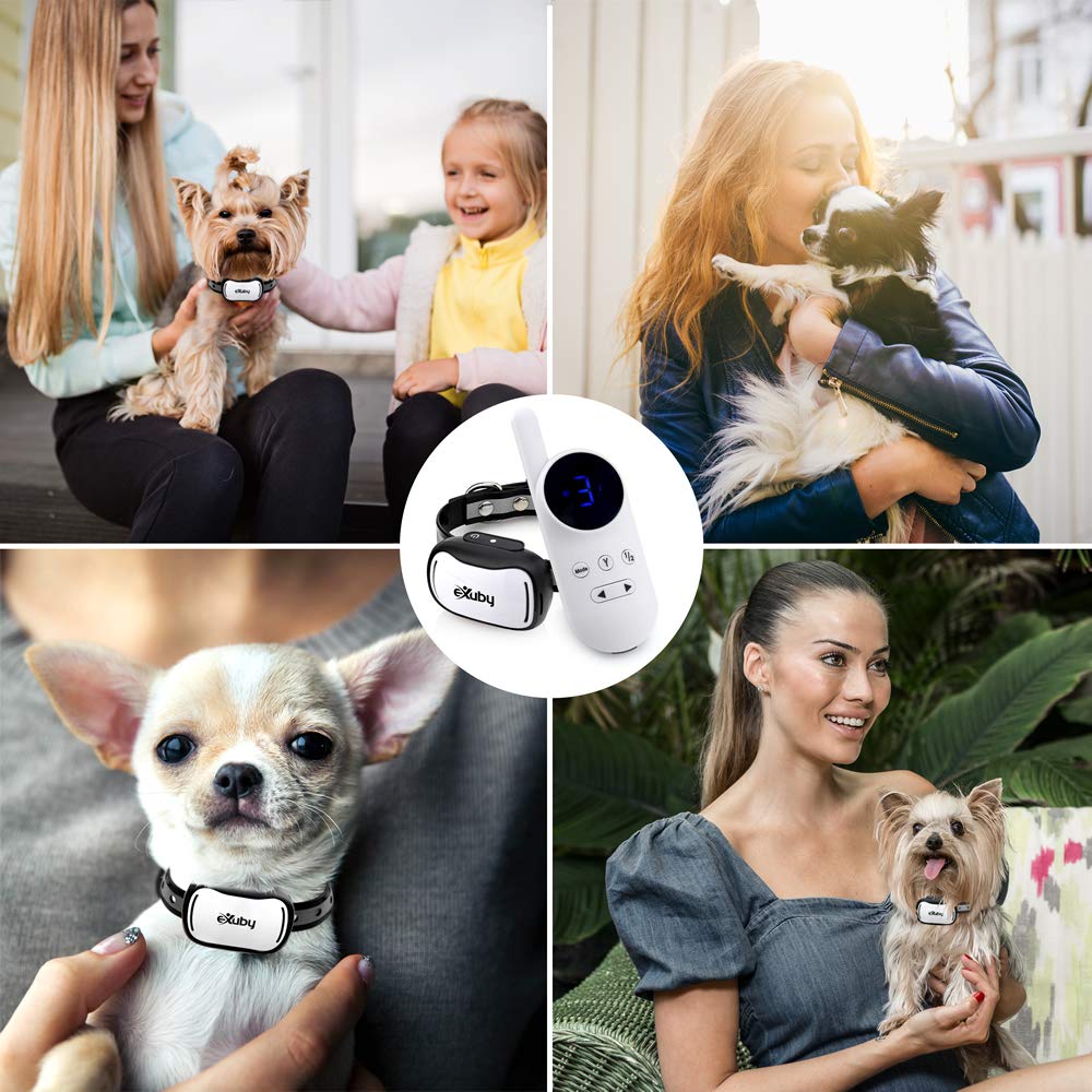 Exuby - Tiny Shock Collar For Small Dogs 5-15Lbs - Smallest Collar On The Market - Sound, Vibration, & Shock - 9 Intensity Level