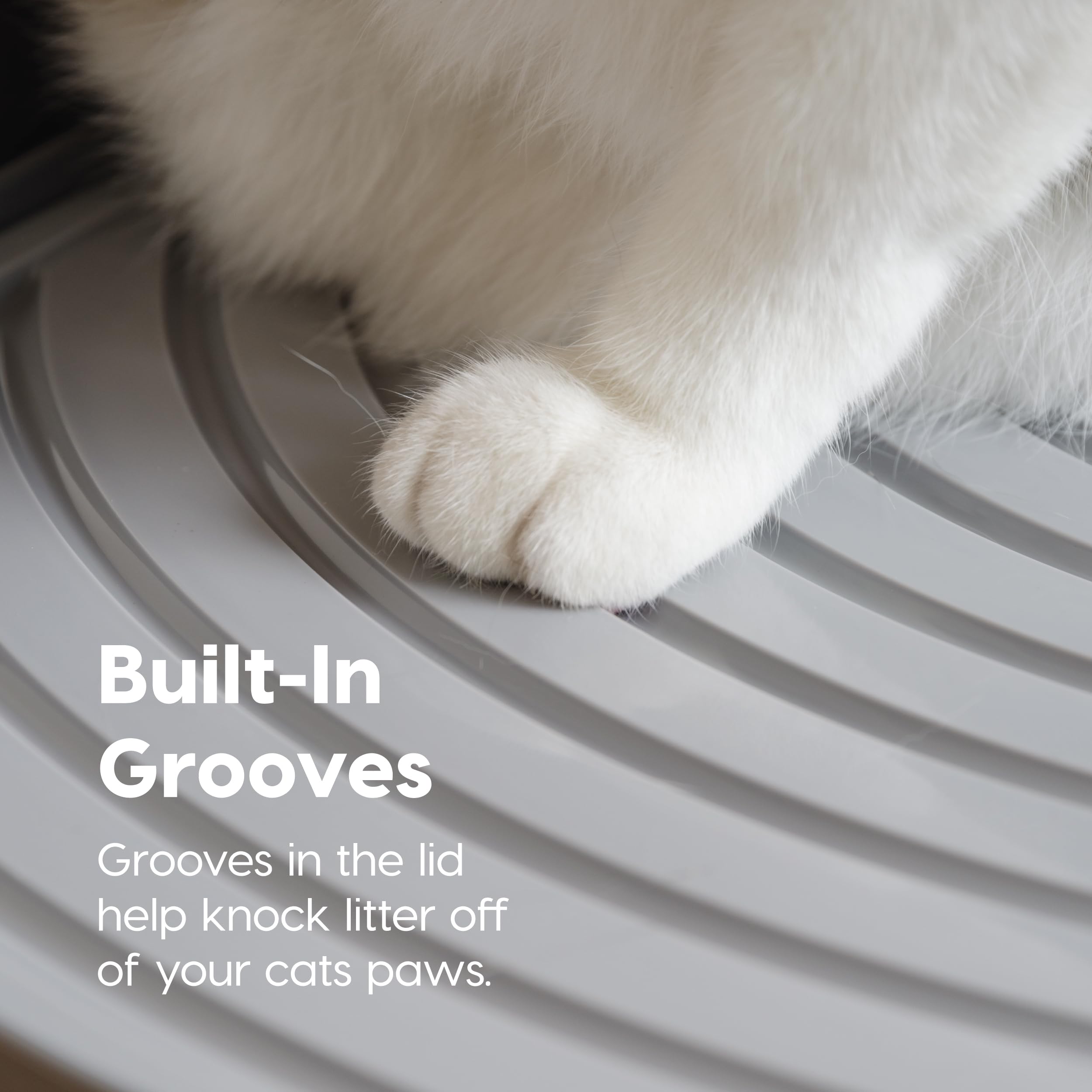 Iris Usa Cat Litter Box, Top Entry Litter Box With Scoop, Stylish Round Cat Litter Box Enclosure, Kitty Litter Box, Black/Gray