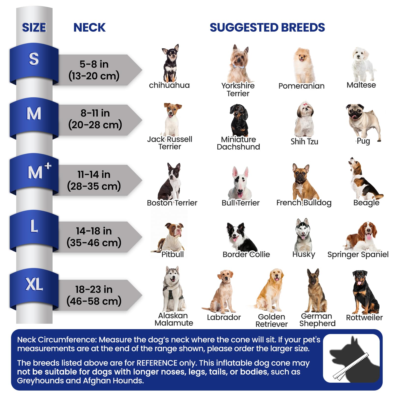 BARKLESS Dog Cone, Inflatable Dog Cone After Surgery for Small Medium Large Breeds, Soft Surgery Collar with Enhanced Anti-Licki