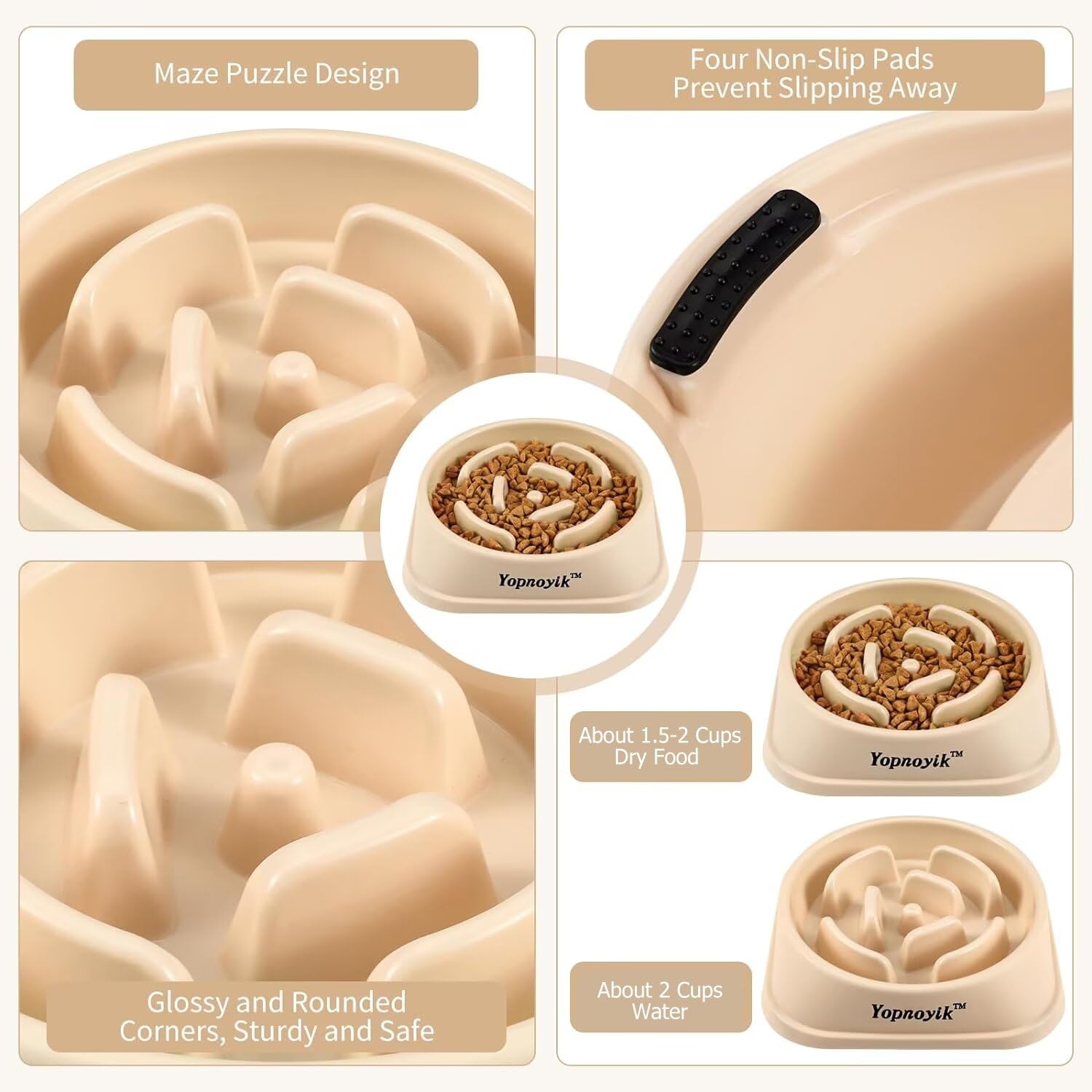 Slow Feeder Dog Bowls For Healthy Eating, Non-Slip And Anti-Choking Design, Reduces Bloating & Overeating For Small & Medium Dog