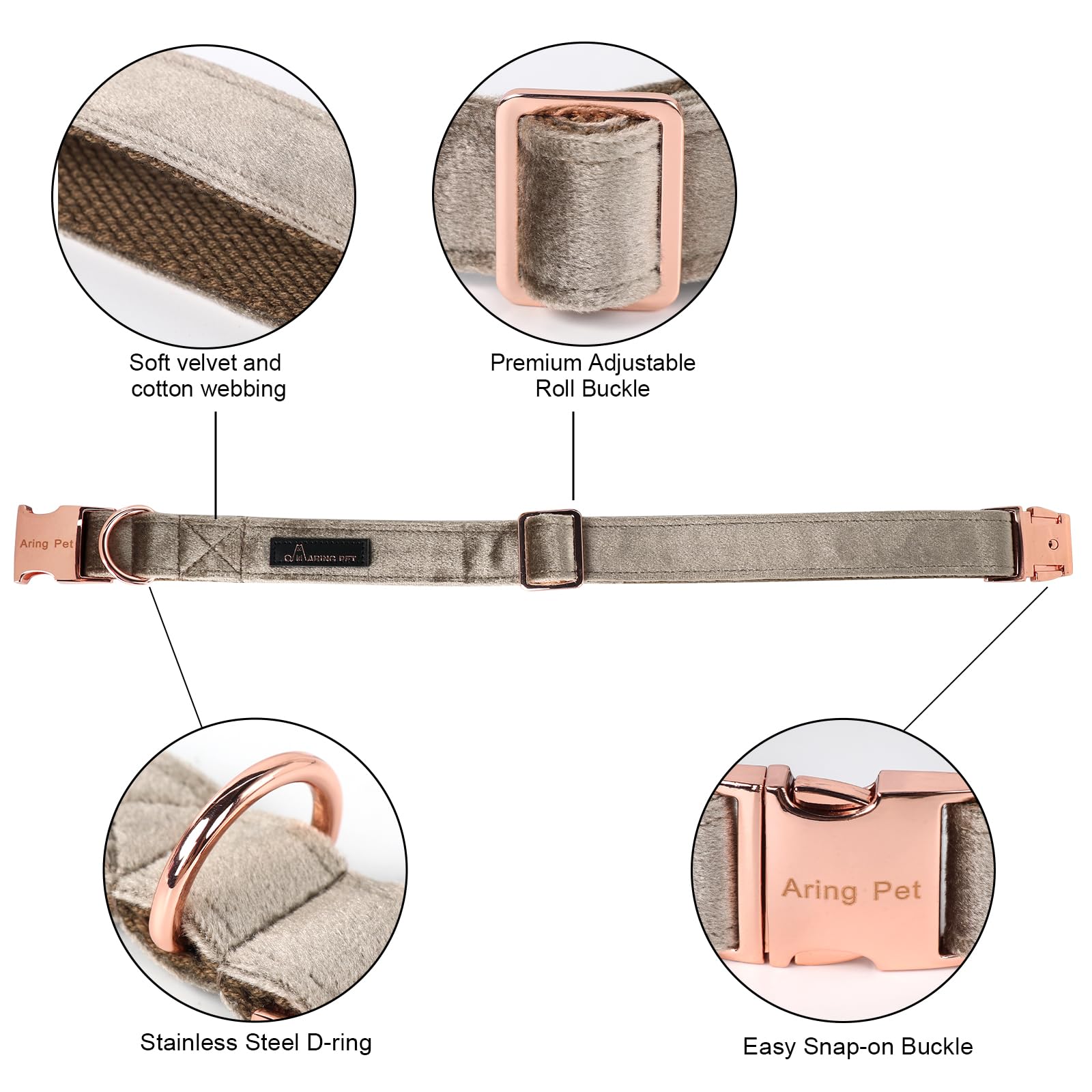 ARING PET Bowtie Dog Collar,Velvet Dog Collars with Detachable Bowtie, Adjustable Bow Tie Collar for Girl and Boy Dogs.