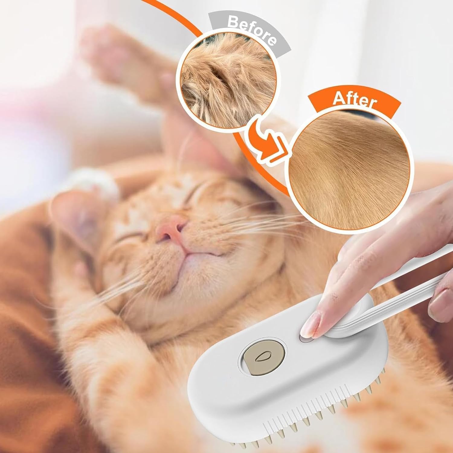 Naisi Cloud Care Cat Brush, 2024 Best Cat Steam Brush, Pet Steam Cat Brush, 3-In-1 Self-Cleaning Cat Brush With 360 Rotating Arm
