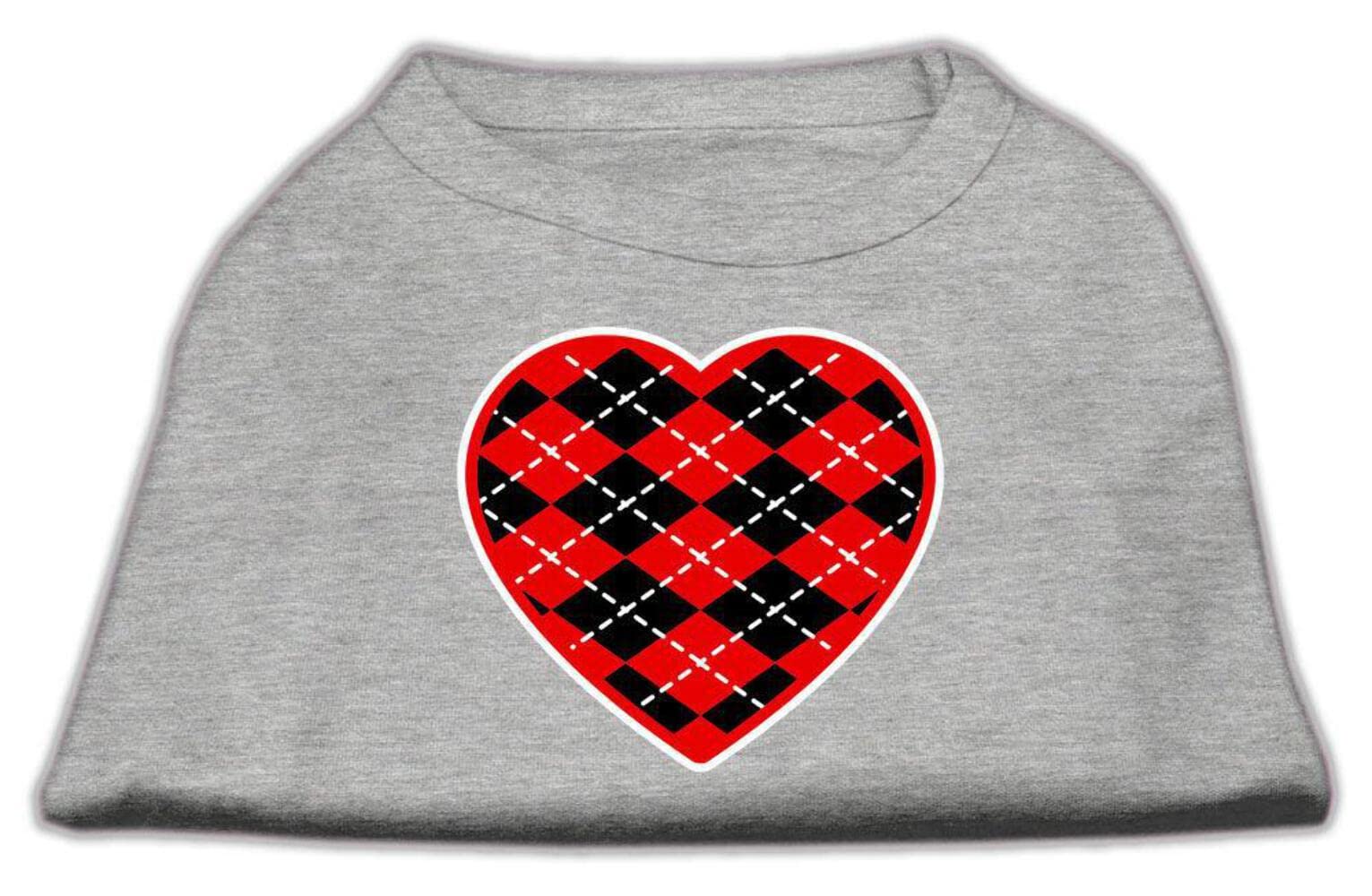 Pet Dog & Cat Shirt Screen Printed, 'Argyle Heart Red' White 2Xl (20-25 Lbs.)