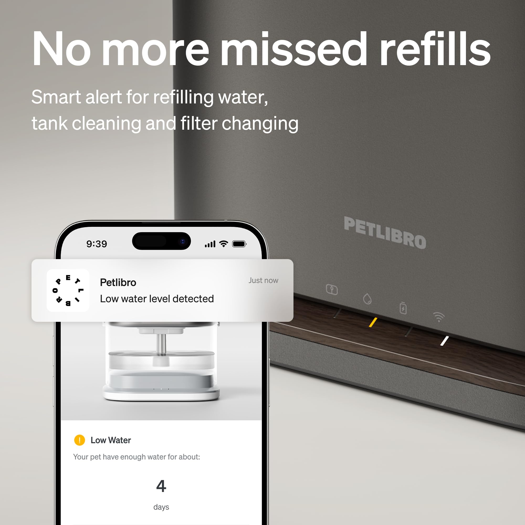 PETLIBRO Upgrade Cat Water Fountain, Cordless Cat Fountain Battery Operated, App Monitoring 3L/101oz Dockstream 2 Pet Water Foun