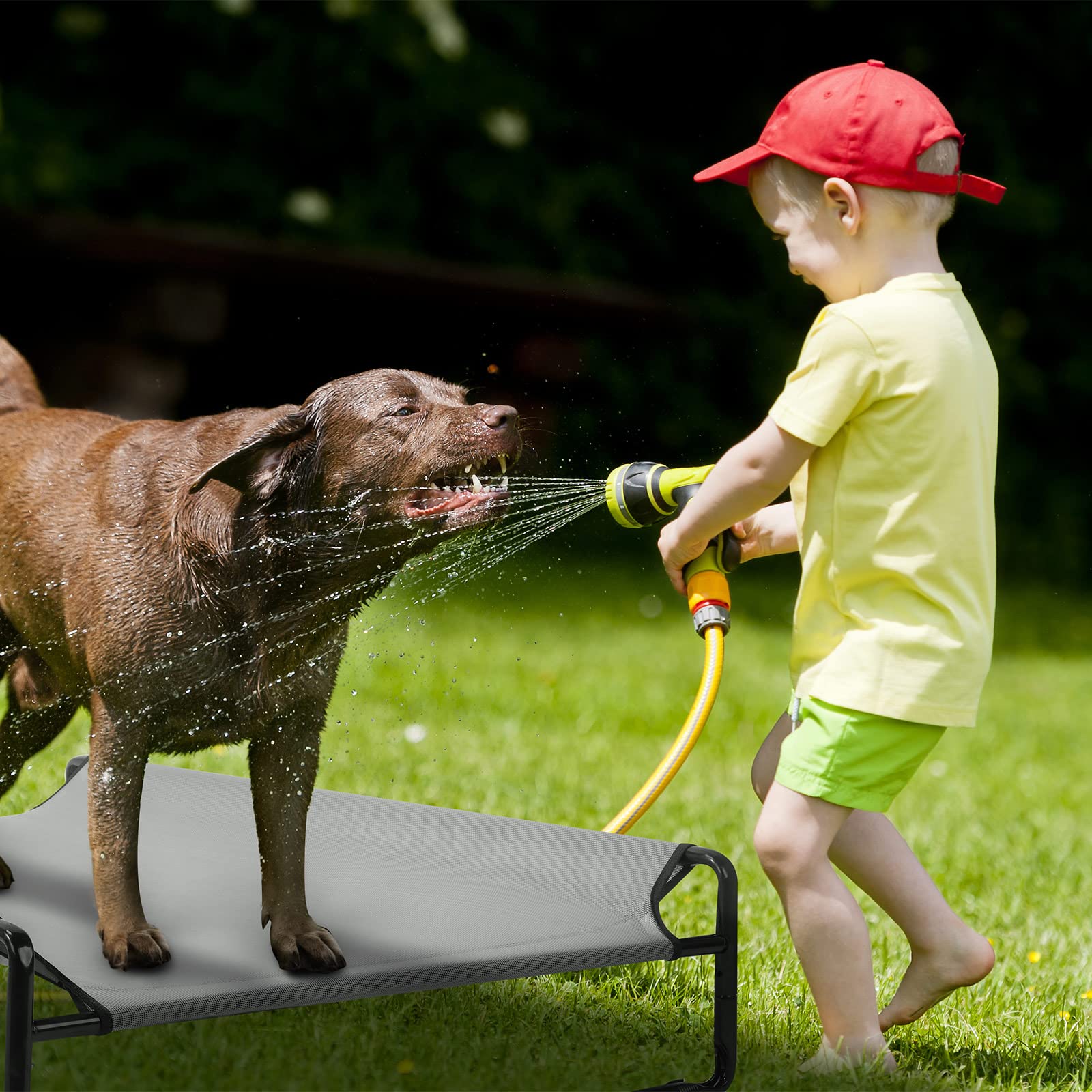 Veehoo Original Cooling Elevated Dog Bed, Outdoor Raised Dog Cots Bed For Large Dogs, Portable Standing Pet Bed With Washable Breathable Mesh, No-Slip Feet For Indoor Outdoor, X-Large, Grey, Cwc2201