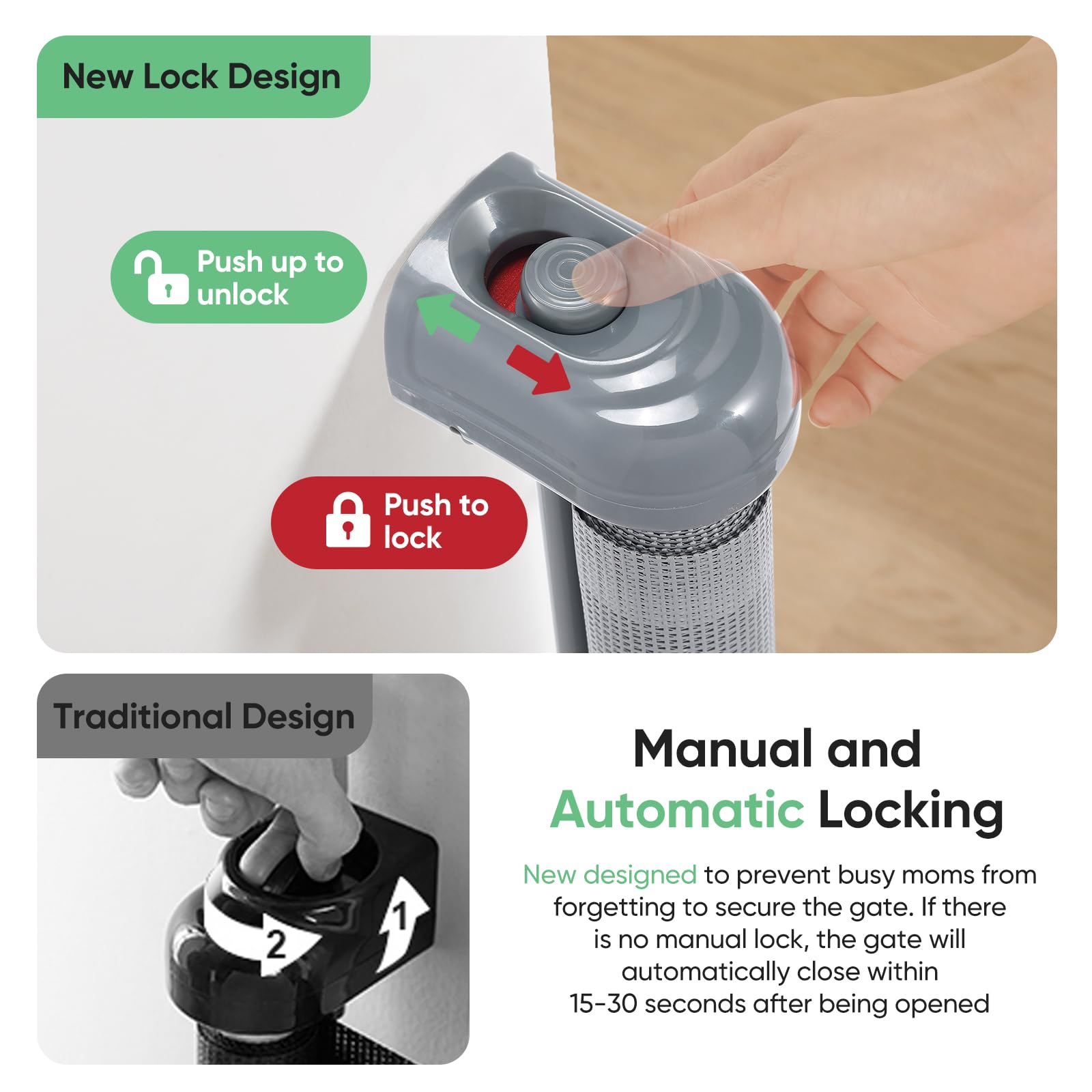 Likzest Retractable Baby Gate, Mesh and Pet Gate 33/'' Tall, Extends up to 55/'' Wide, Child Safety Gates for Stairs Doorways Ha